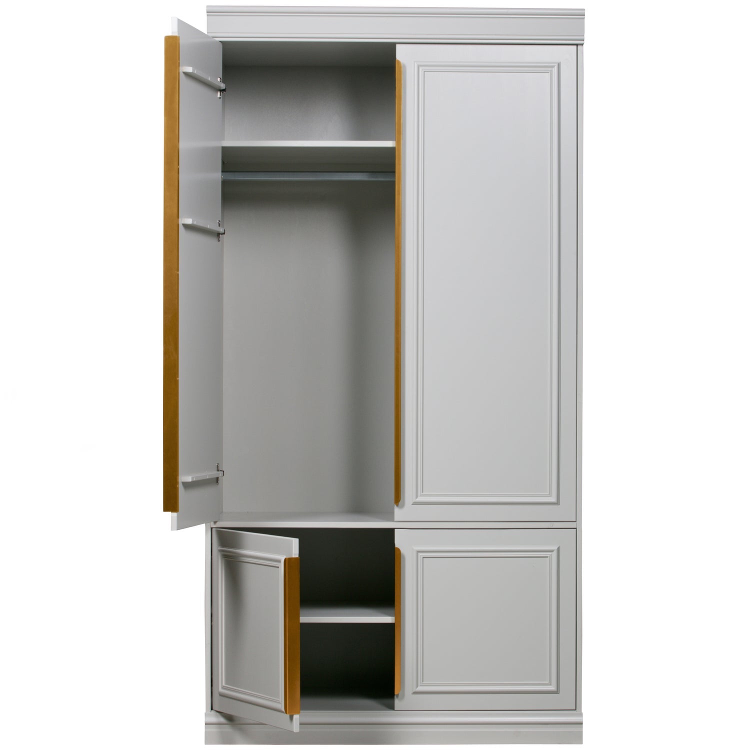 Ein hellgrauer Organizer mit altem Gold