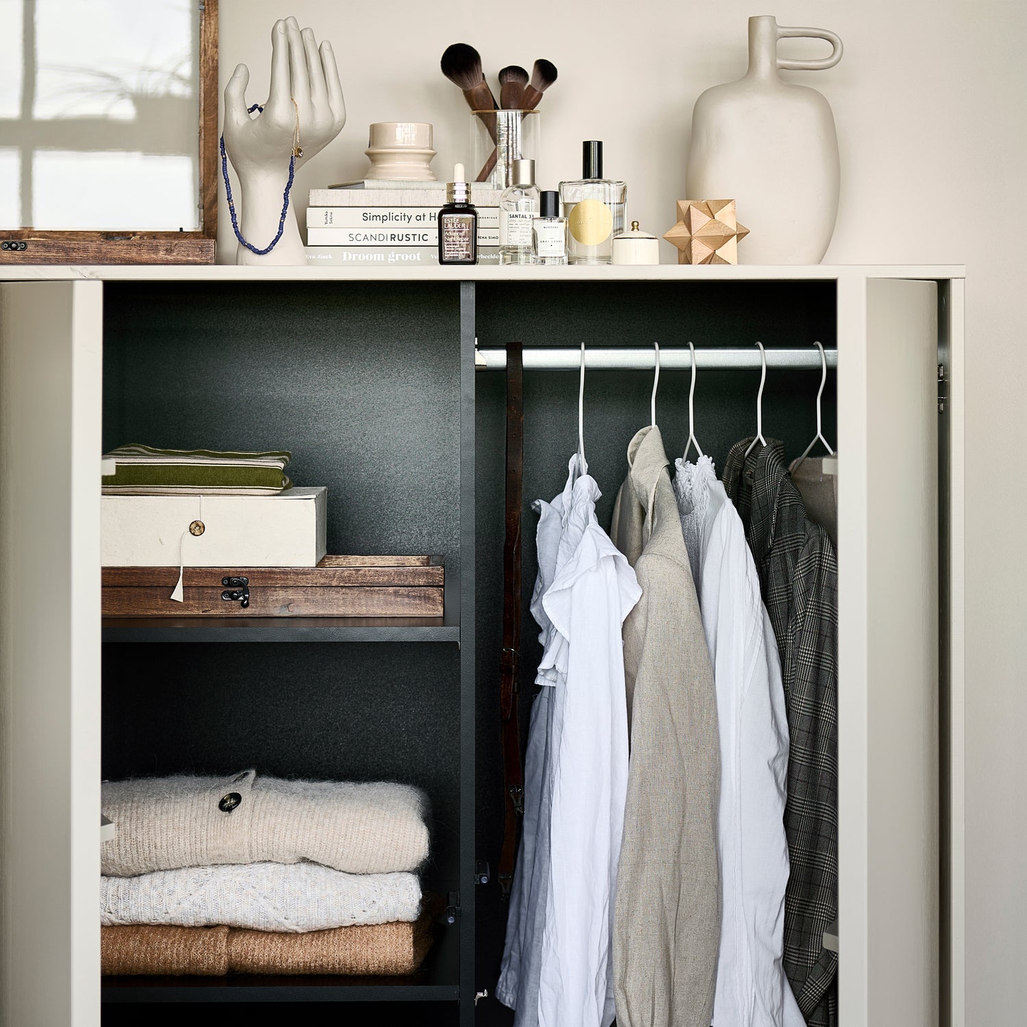 2-türiger Kleiderschrank DAILY grau-beige [Amelia]
