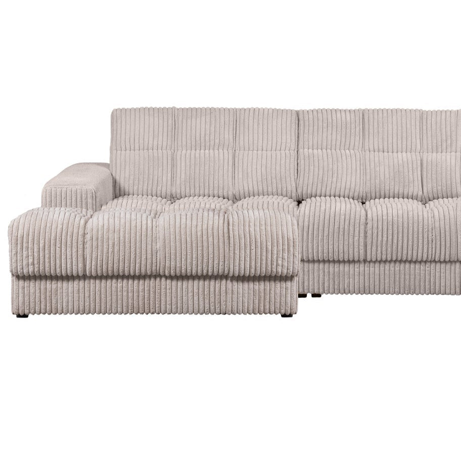 Left-sided corner sofa SECOND DATE cream corduroy