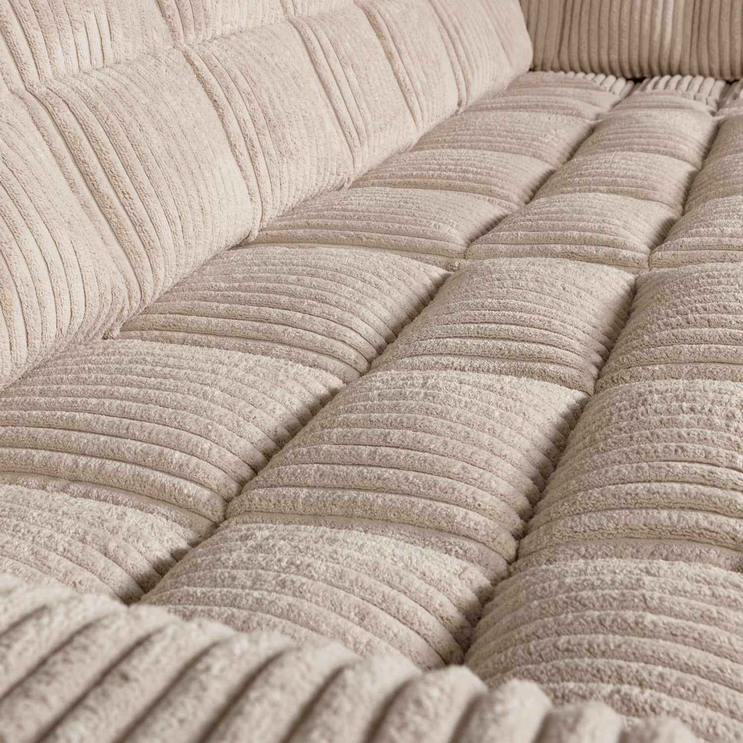 Right-facing corner sofa SECOND DATE beige corduroy