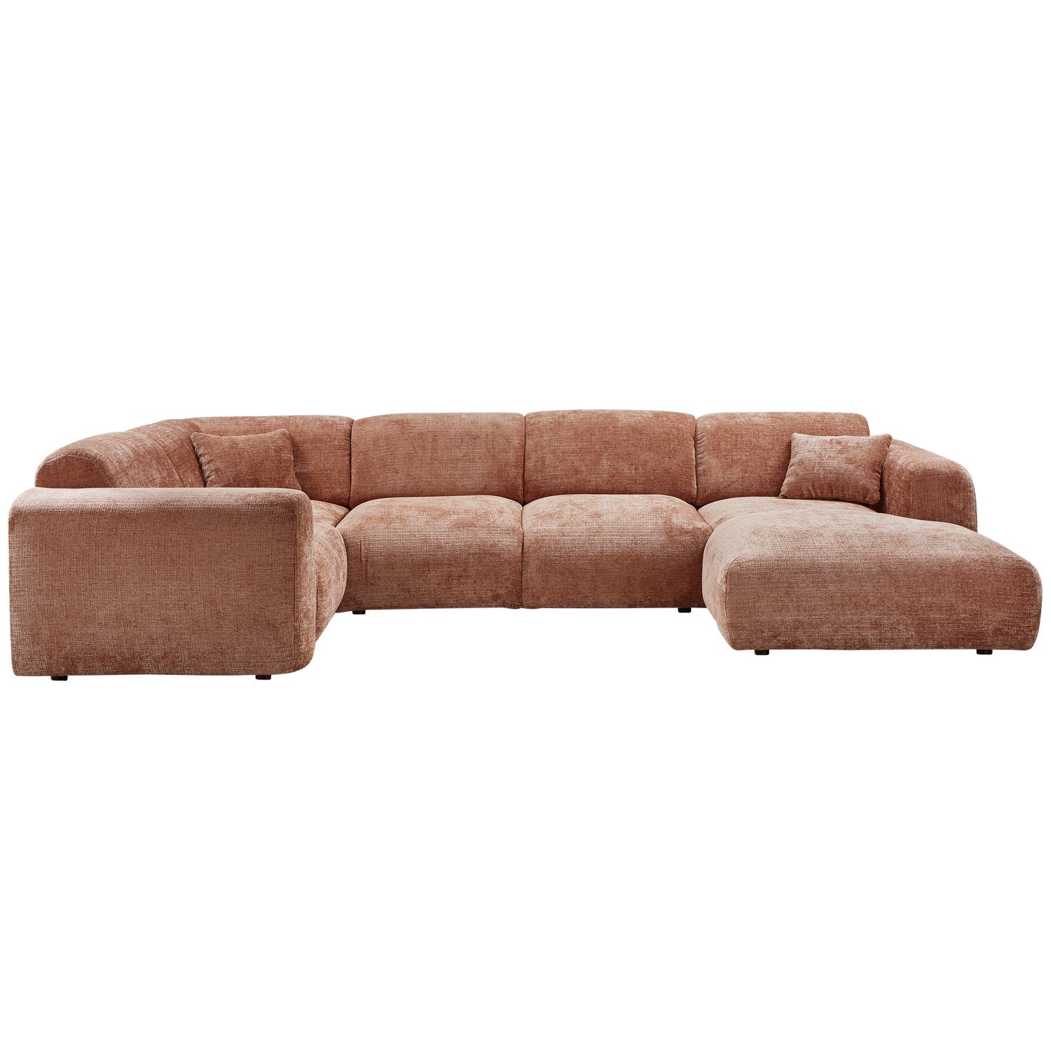 Left-facing panoramic corner sofa CLOUD terracotta