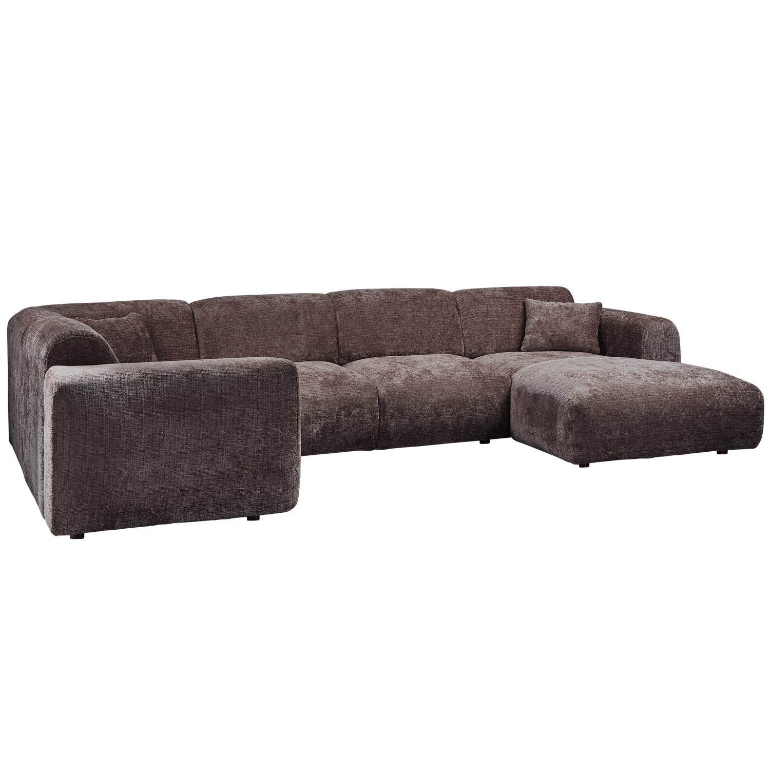 Left-facing panoramic corner sofa CLOUD in brown