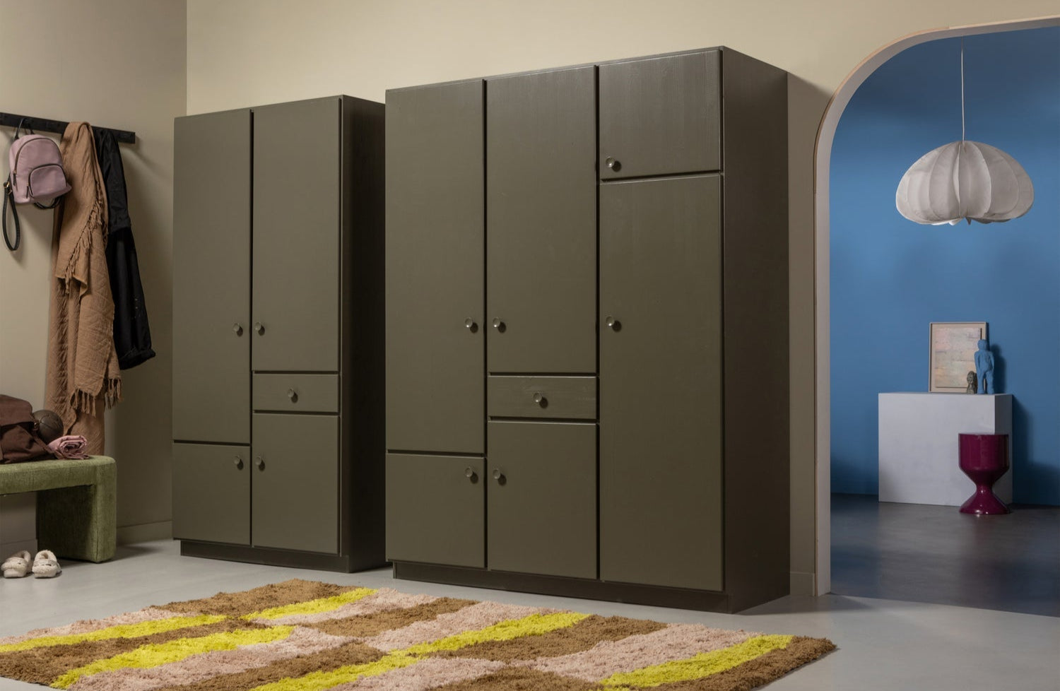 2-door wardrobe Alfie dark green pine