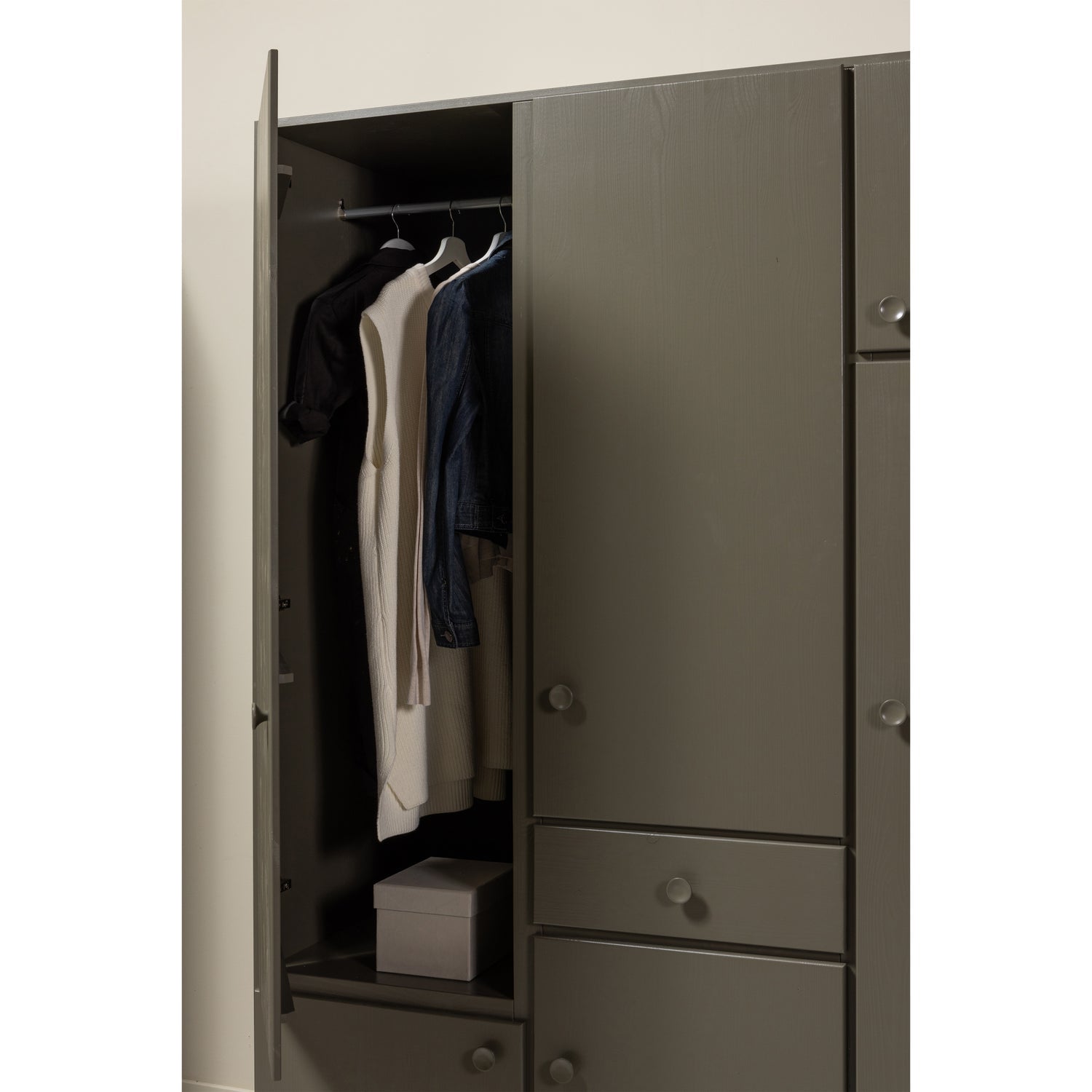 3-door wardrobe Alfie dark green pine