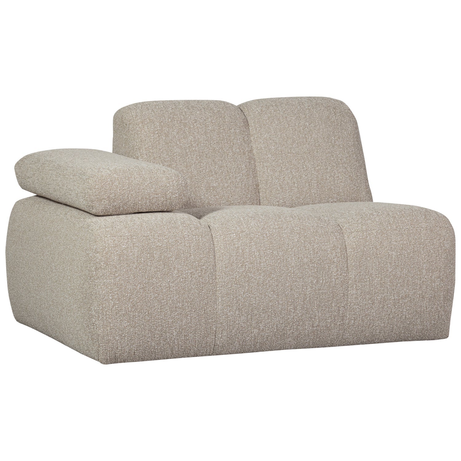 Modulares Sofa MOJO - linkes Element in beigem Mélange Bouclé