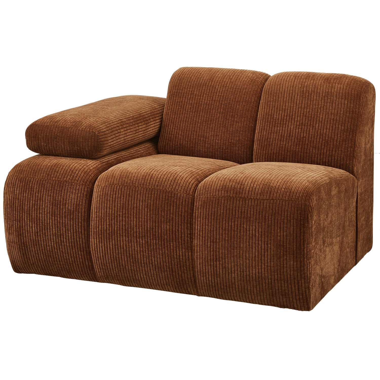 Modulares Sofa MOJO - linkes Element aus braunem Cord