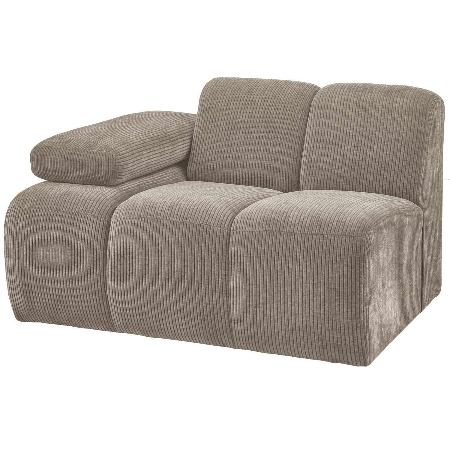 Modulares Sofa MOJO - linkes Element in dunkel sandfarbenem Cord