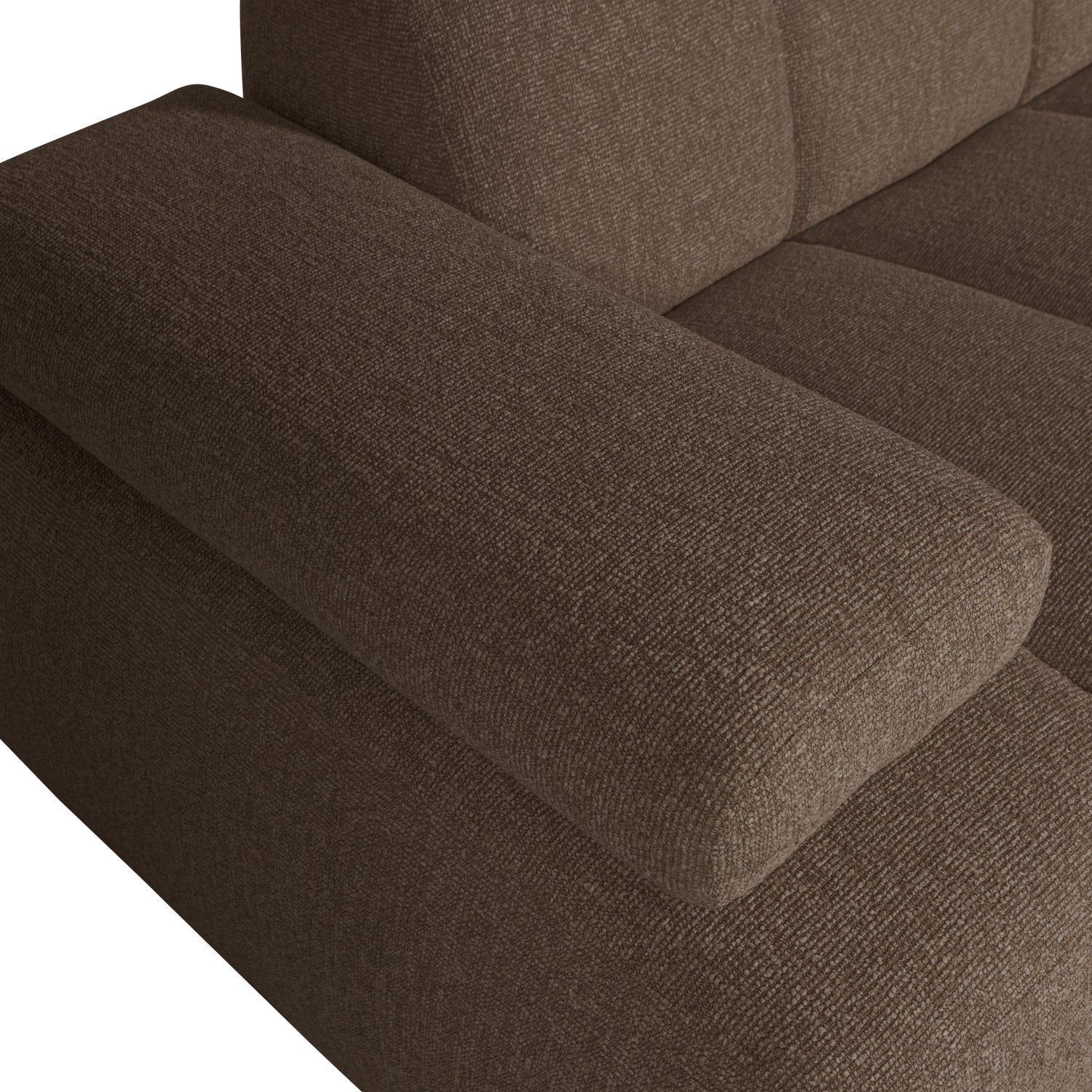 Modulares Sofa MOJO - 1,5-sitziges Element linksseitig in dunkelbraunem Bouclé