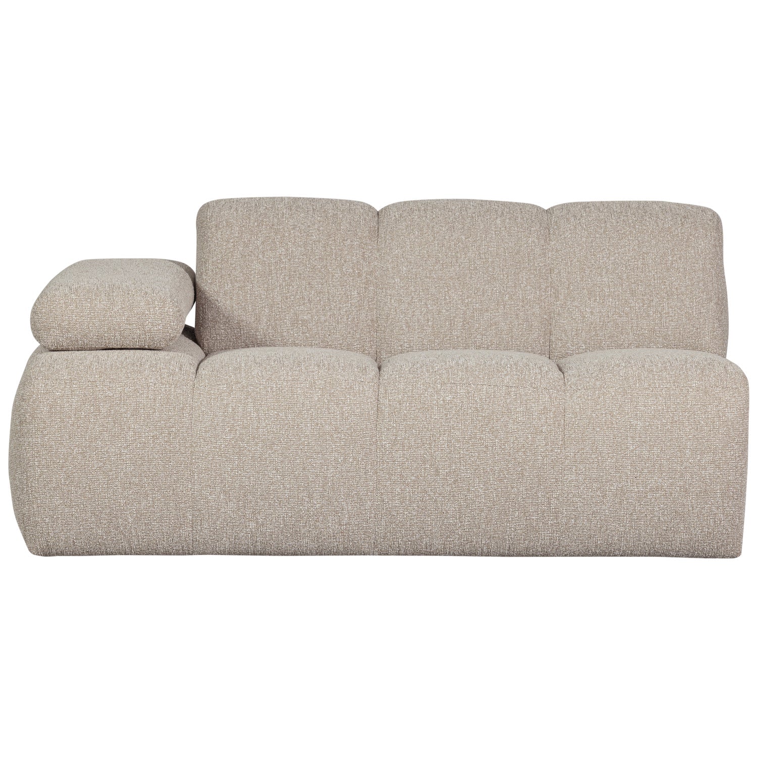 Modulares Sofa MOJO - 1,5-sitziges Element linksseitig in beigem Mélange Bouclé