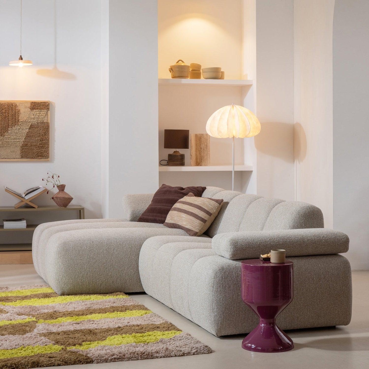 MOJO Modular Sofa - Right-Hand 1.5-Seater in Sandy Lambskin