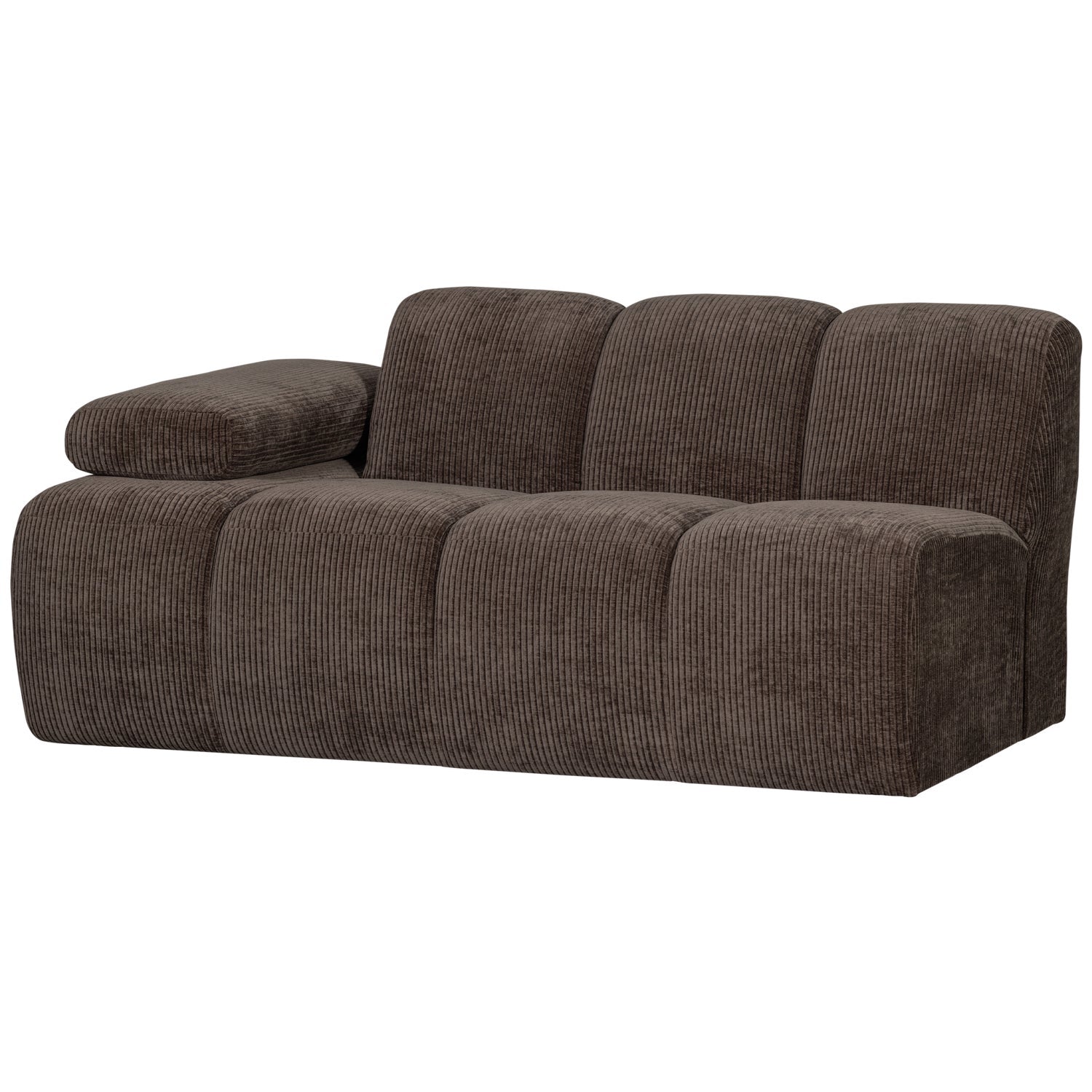 Modulares Sofa MOJO - 1,5-sitziges Element linksseitig in dunkelbraunem Cord