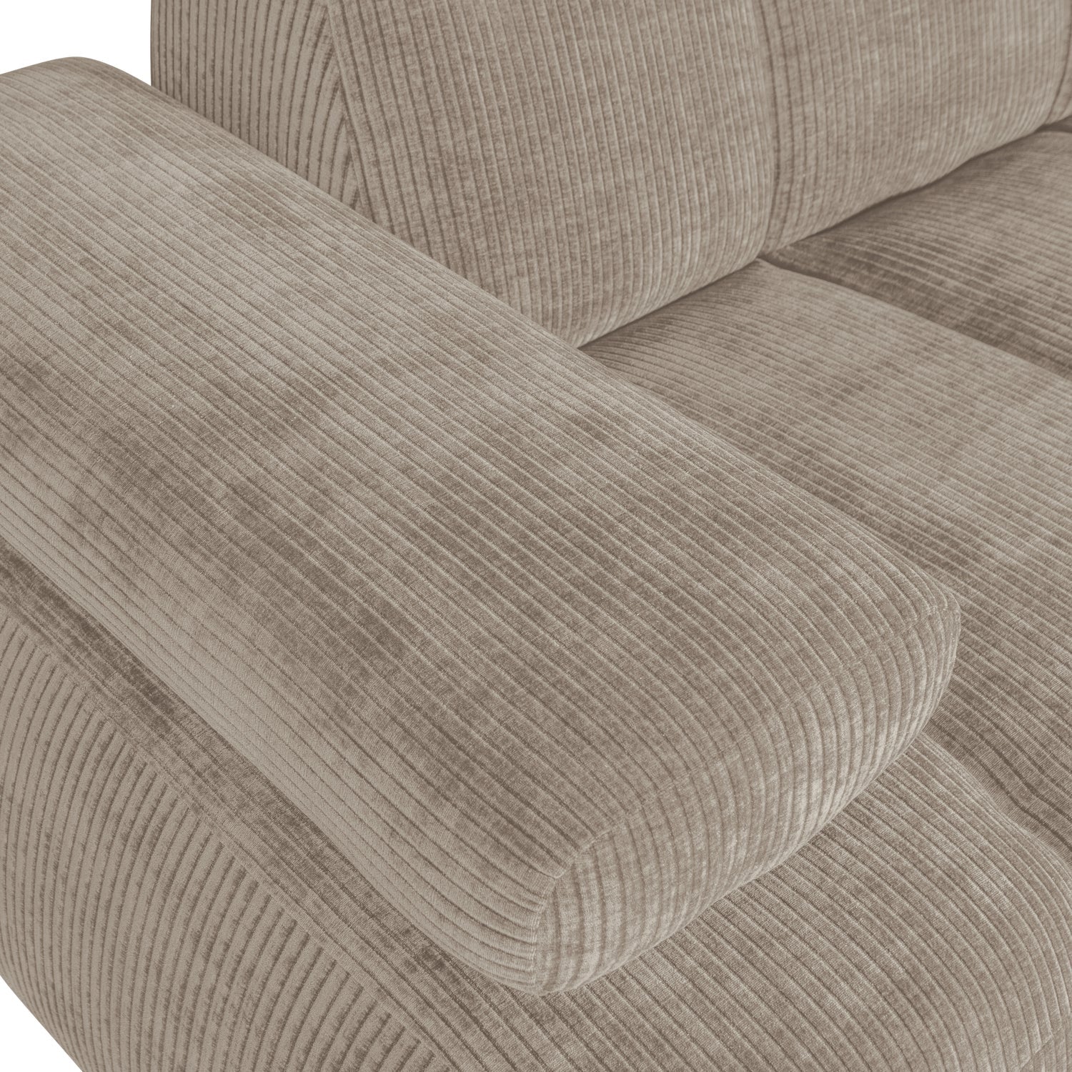 Modulares Sofa MOJO - 1,5-sitziges Element linksseitig in dunkelsandfarbener Cord-Optik