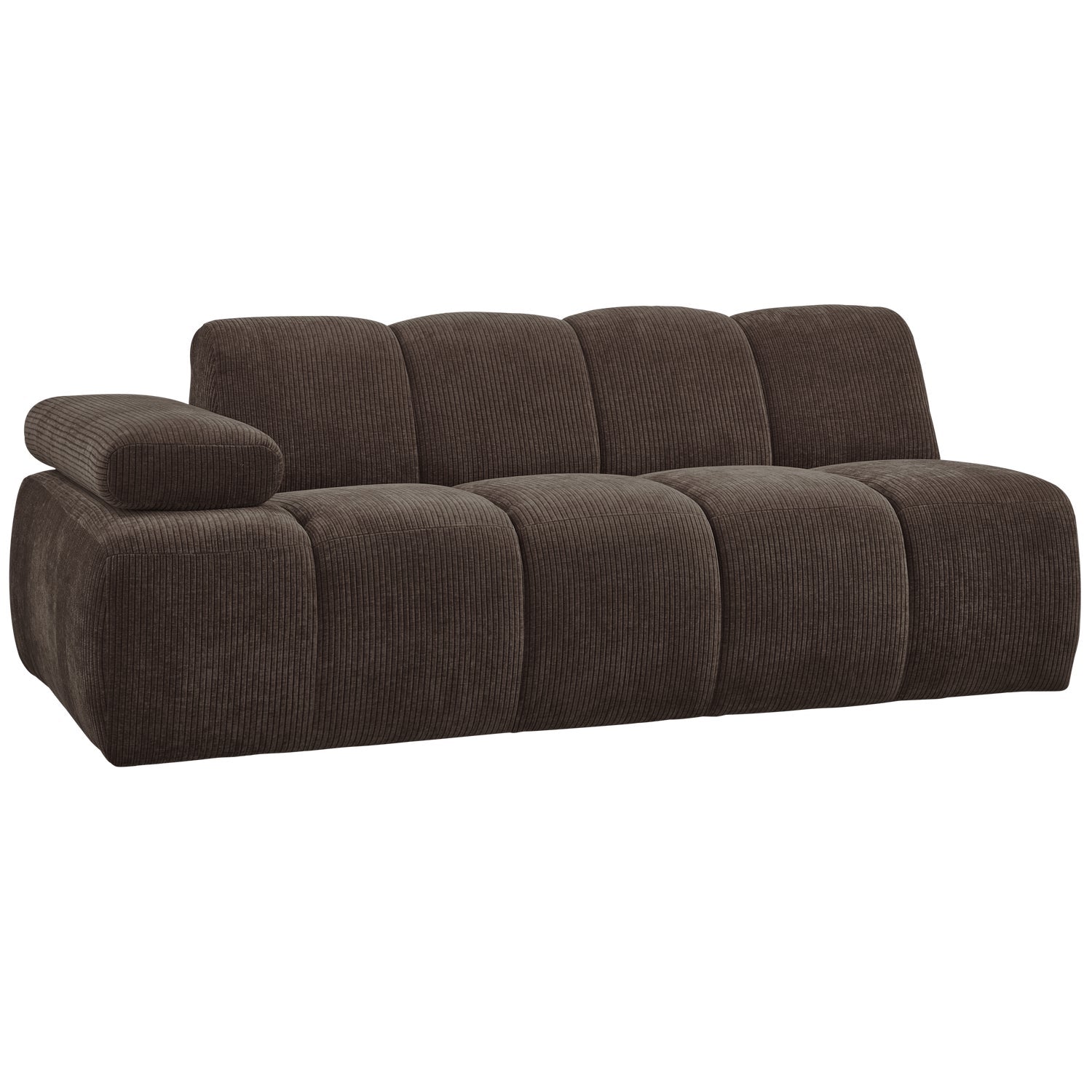 Modulares Sofa MOJO - 2-sitziges Element linksseitig in dunkelbraunem Cord