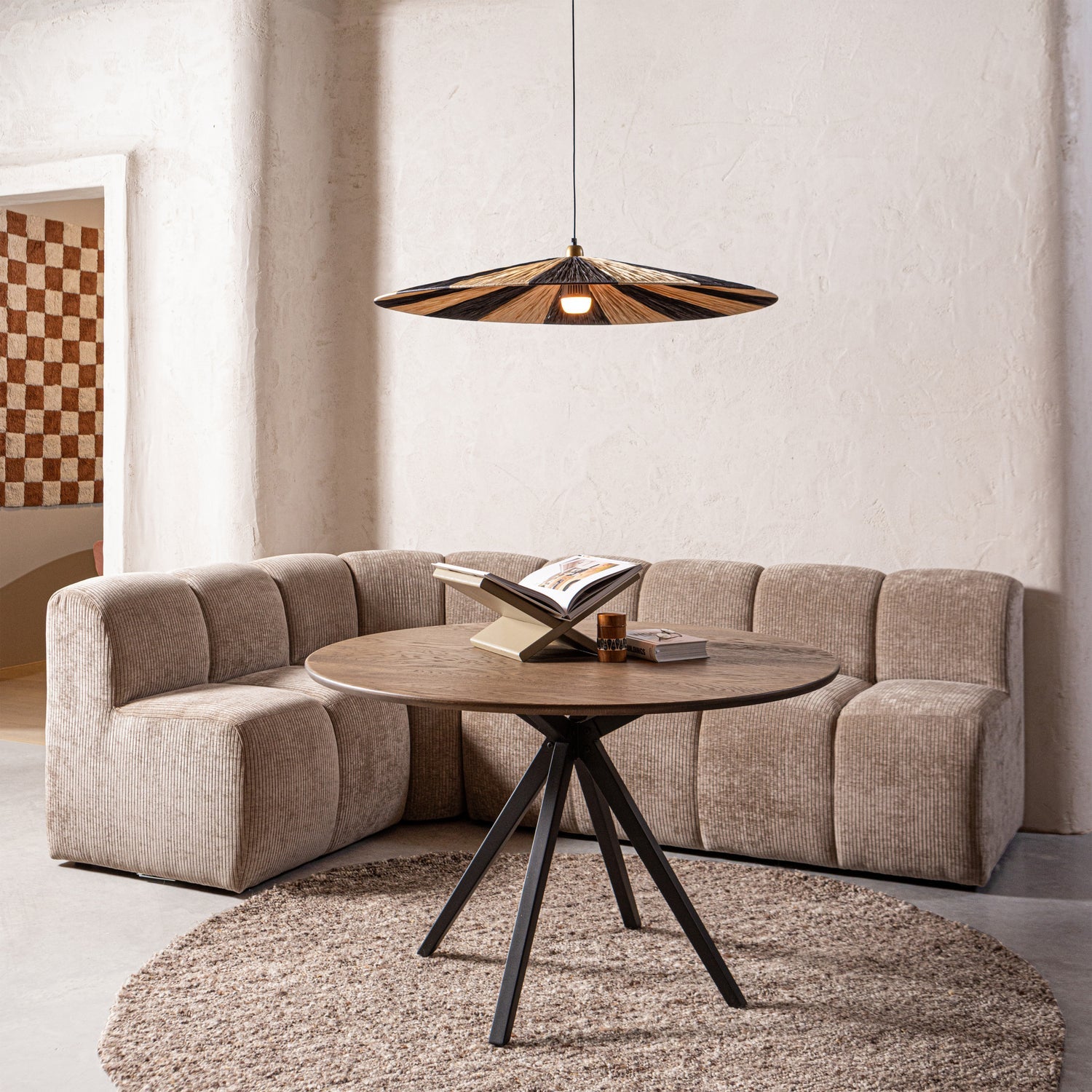 Modulares Sofa MOJO BENCH - 3-sitziges Element in braunem Schafsfell