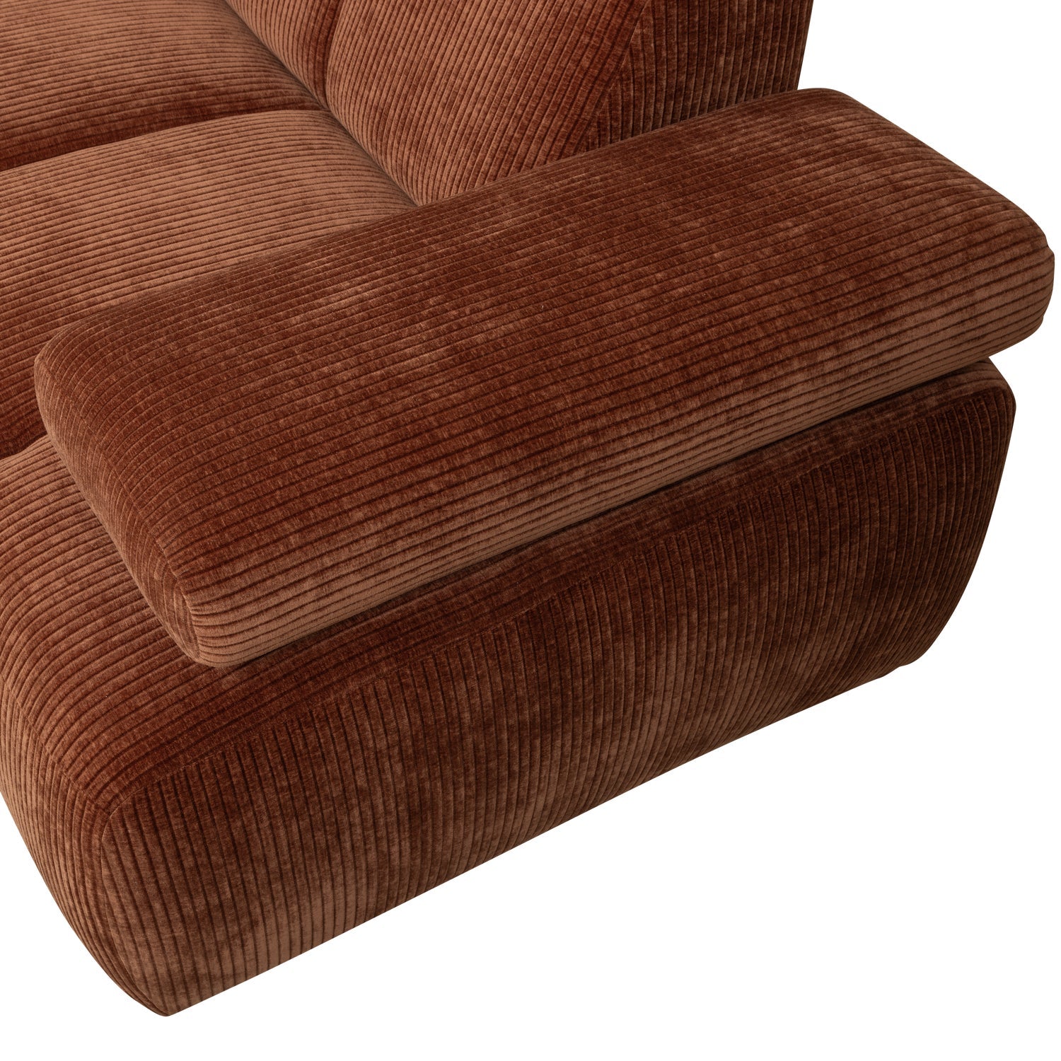 Left-facing modular sofa for 6 people MOJO rust brown corduroy