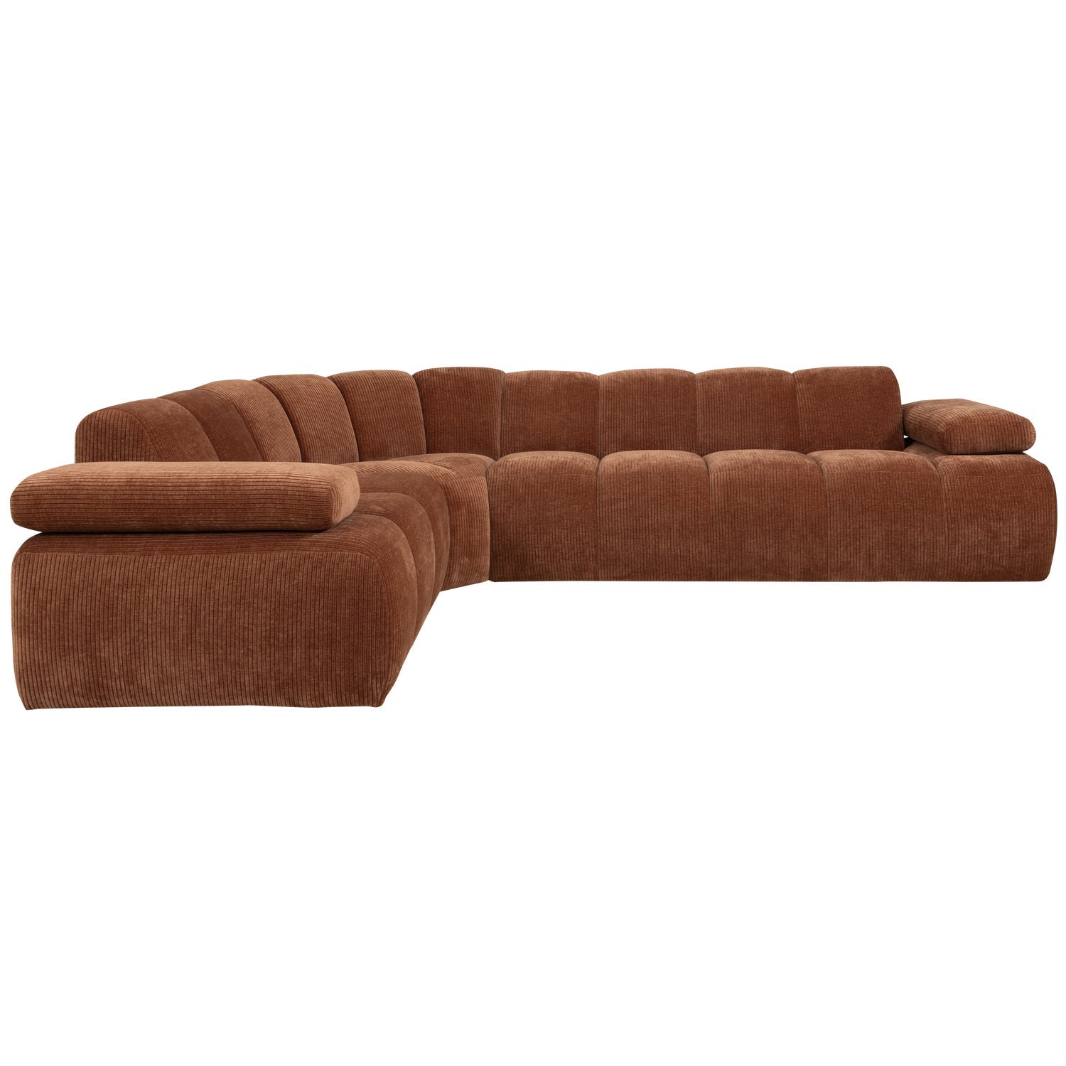Left-facing modular sofa for 6 people MOJO rust brown corduroy