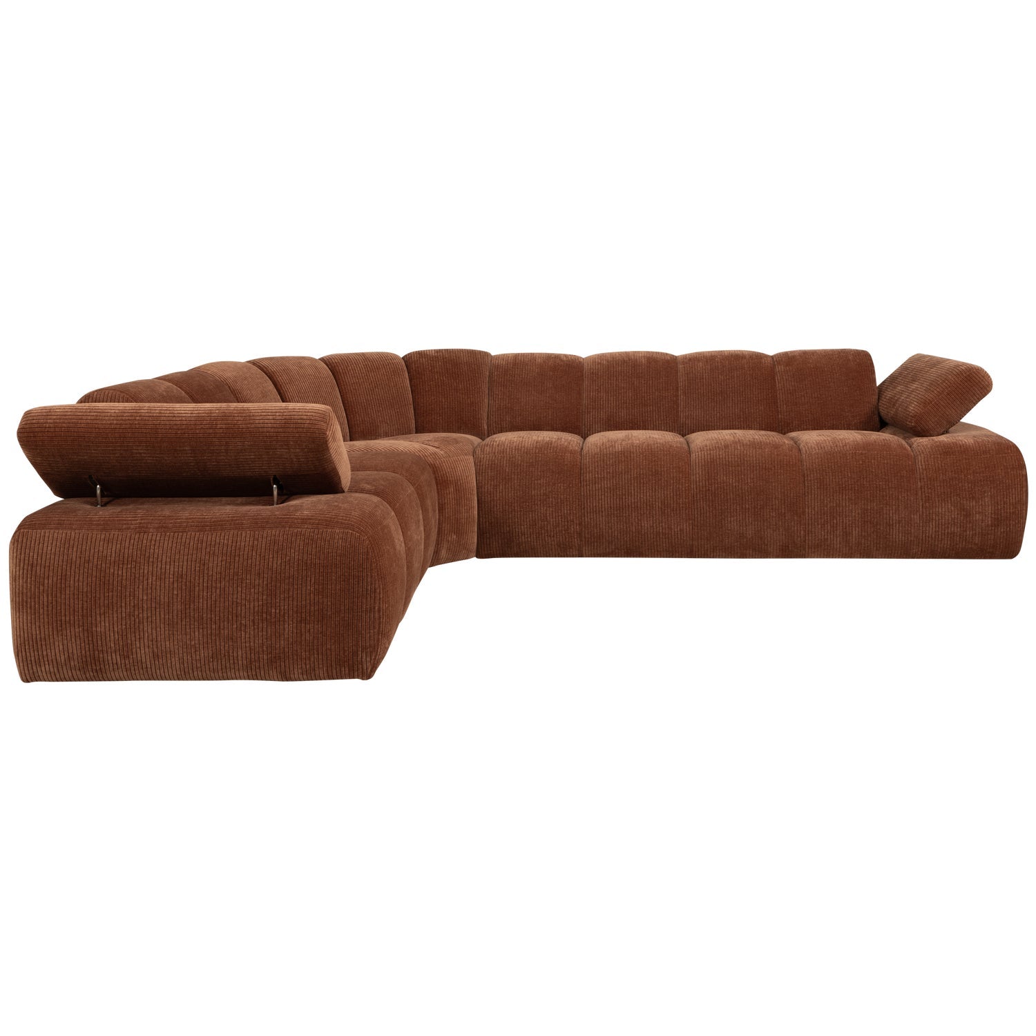 Left-facing modular sofa for 6 people MOJO rust brown corduroy