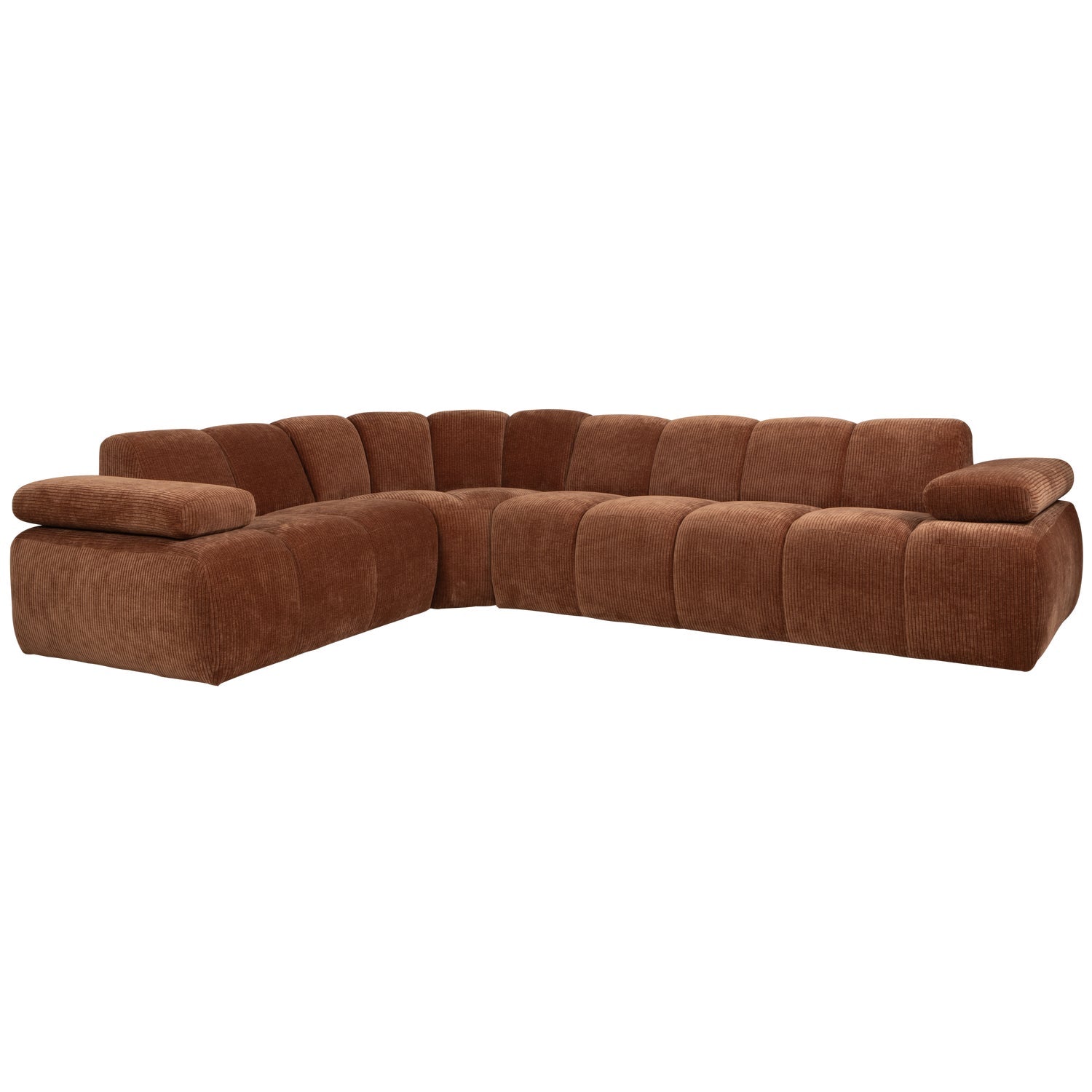 Left-facing modular sofa for 6 people MOJO rust brown corduroy