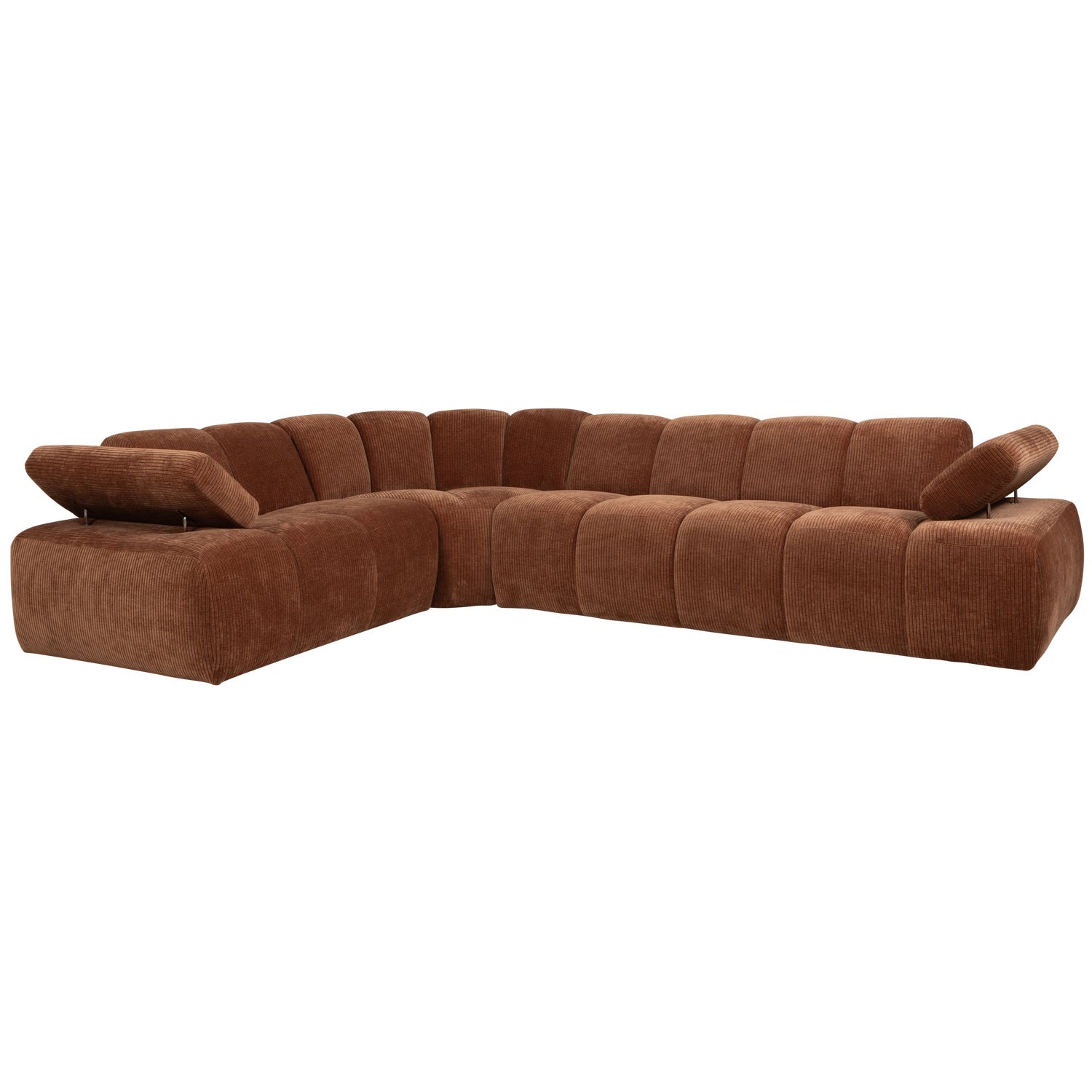 Left-facing modular sofa for 6 people MOJO rust brown corduroy