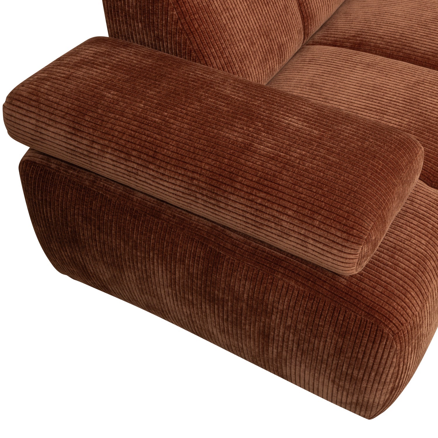 Right-facing modular corner sofa for 6 people MOJO rust brown corduroy