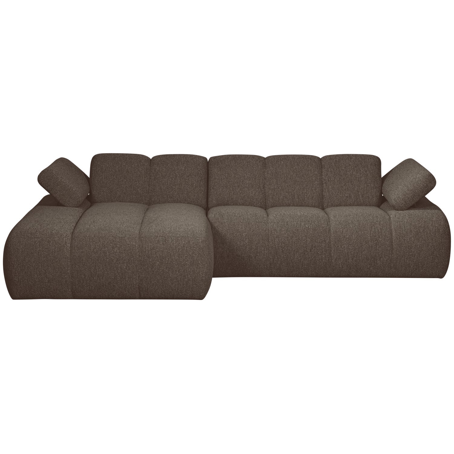 Left-facing modular corner sofa MOJO in dark brown bouclé