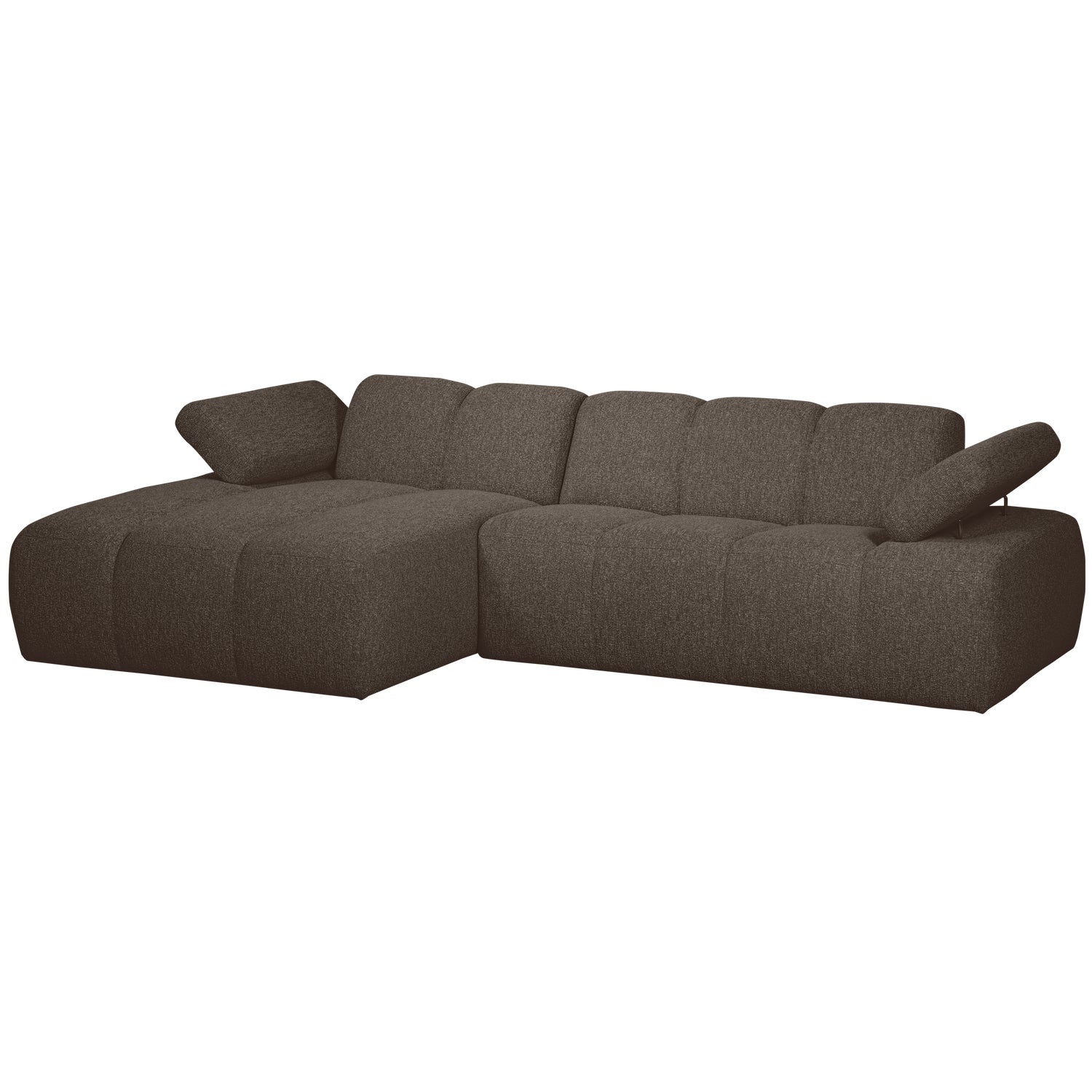Left-facing modular corner sofa MOJO in dark brown bouclé
