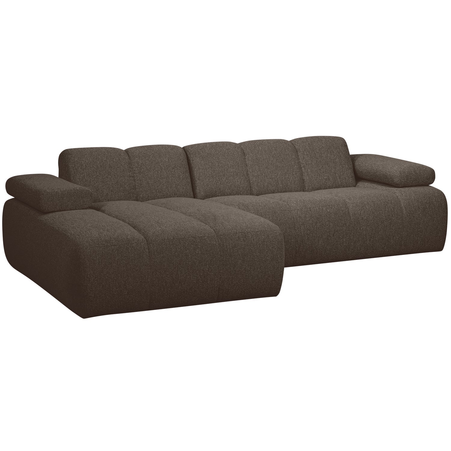 Left-facing modular corner sofa MOJO in dark brown bouclé
