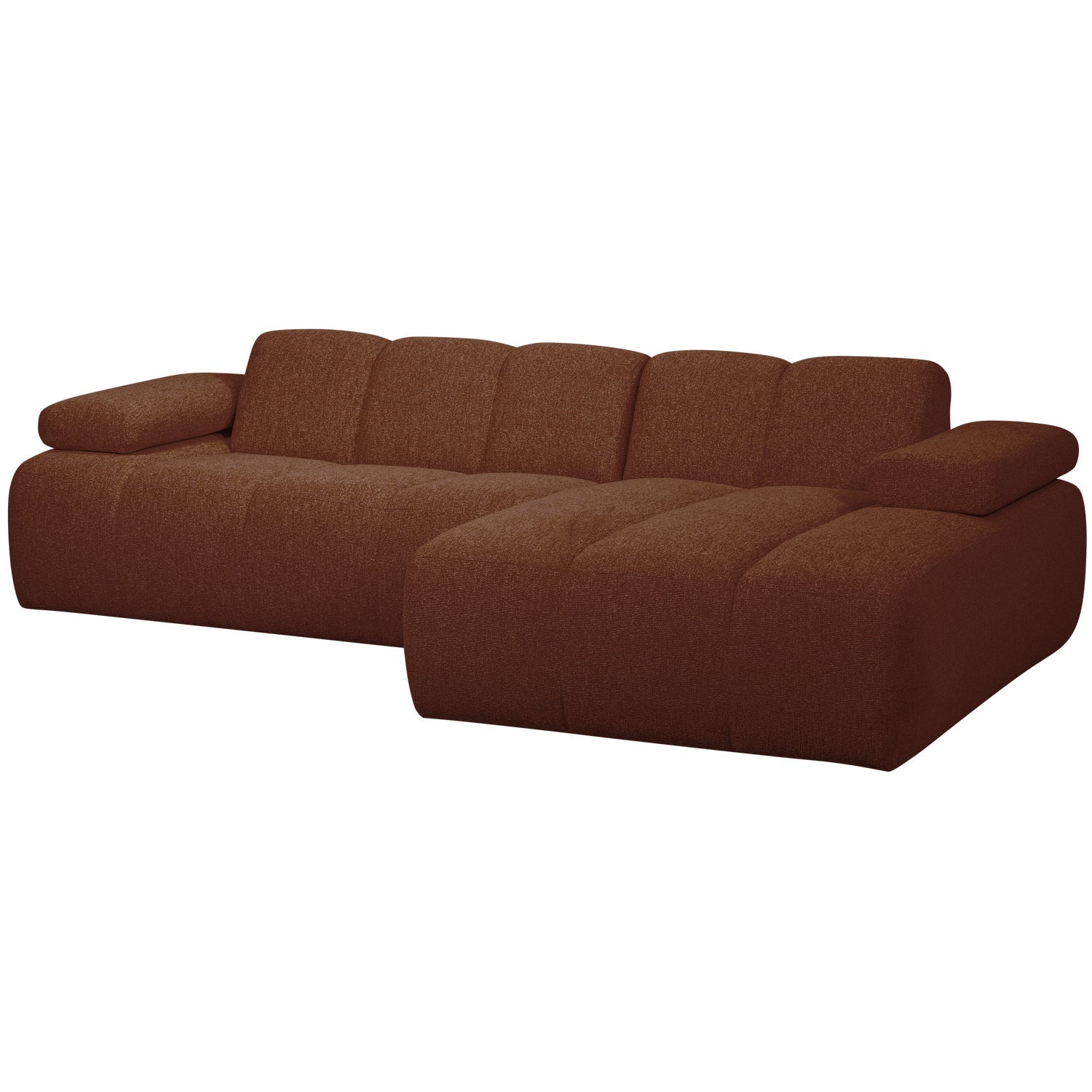 Right-facing modular corner sofa MOJO in brown bouclé