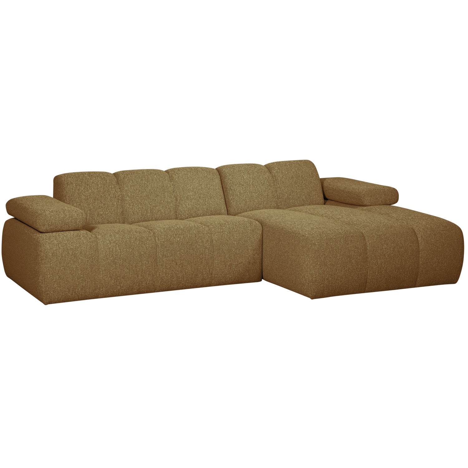 Right-facing modular corner sofa MOJO in dark honey bouclé