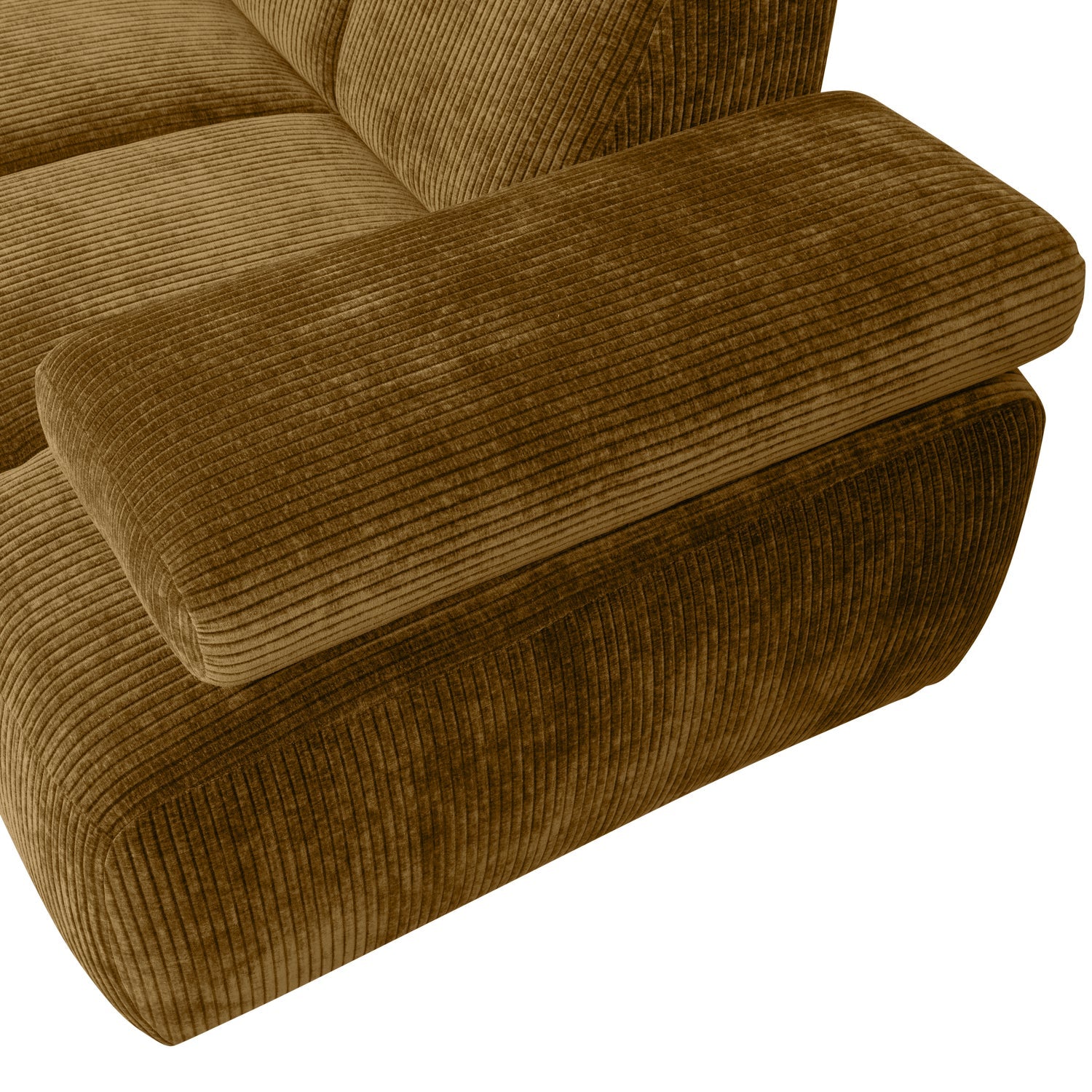 Left-facing modular corner sofa for 6 people MOJO in dark honey corduroy