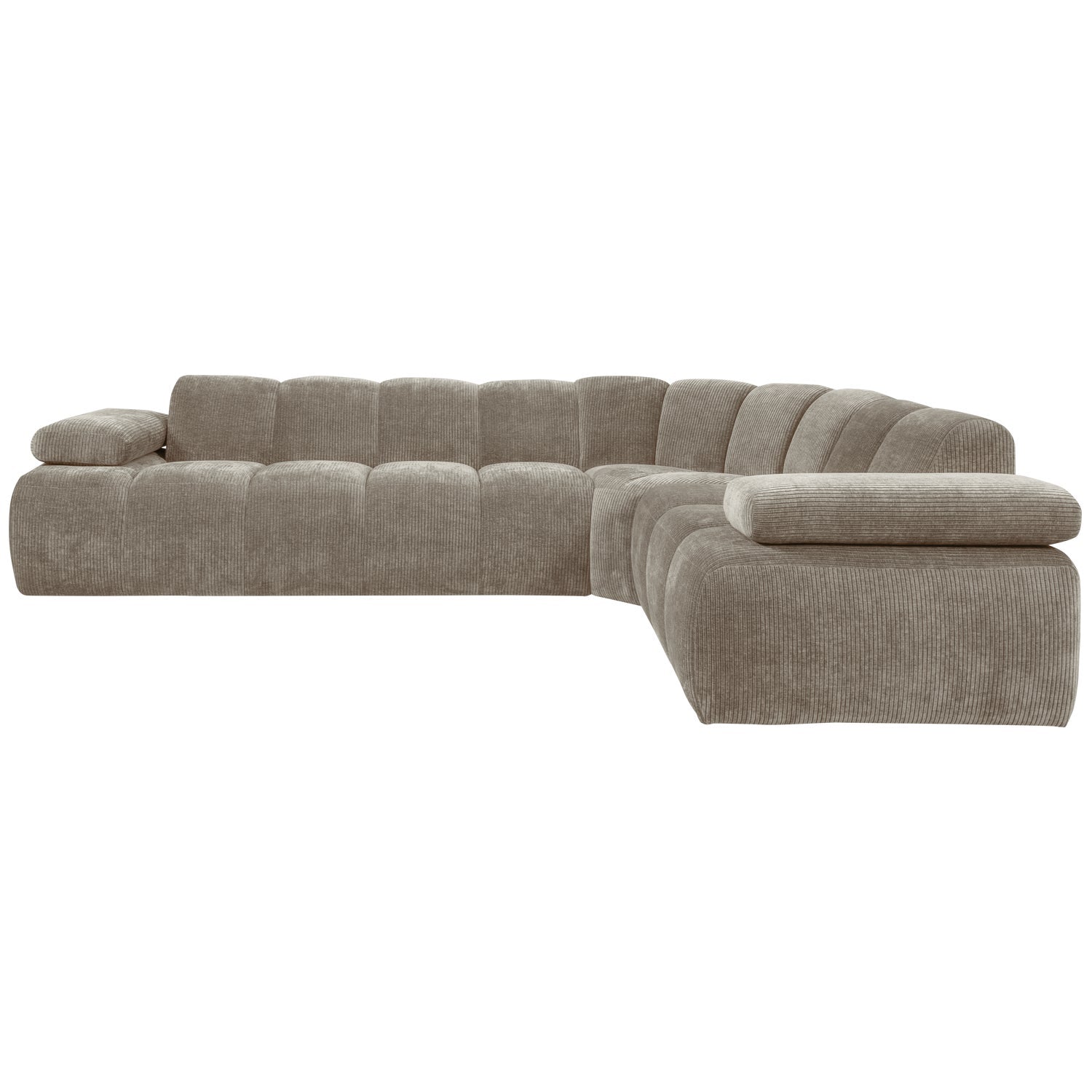 Right-facing modular corner sofa for 6 people MOJO in dark sandy corduroy