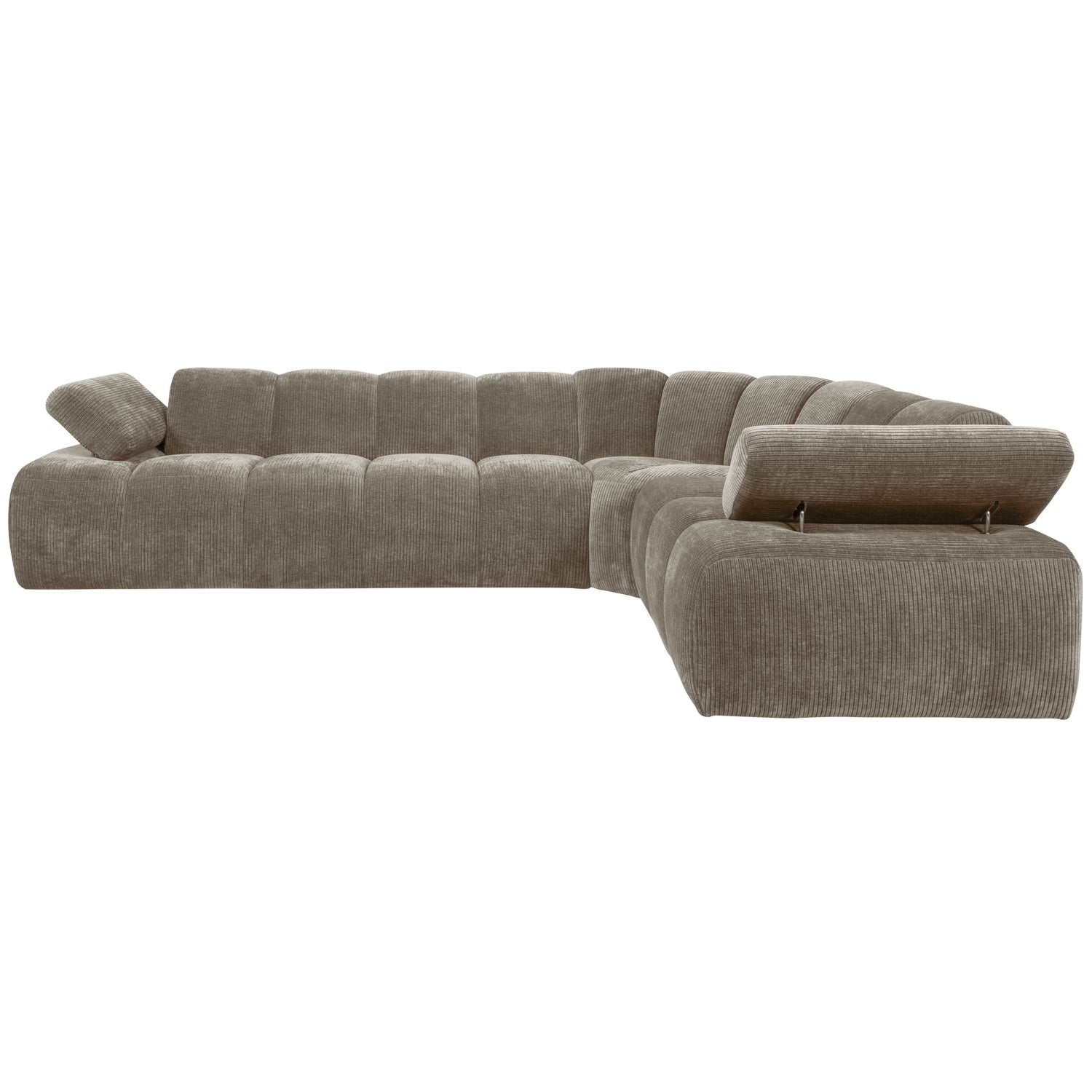 Right-facing modular corner sofa for 6 people MOJO in dark sandy corduroy