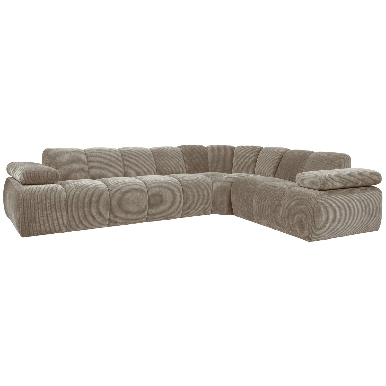 Right-facing modular corner sofa for 6 people MOJO in dark sandy corduroy
