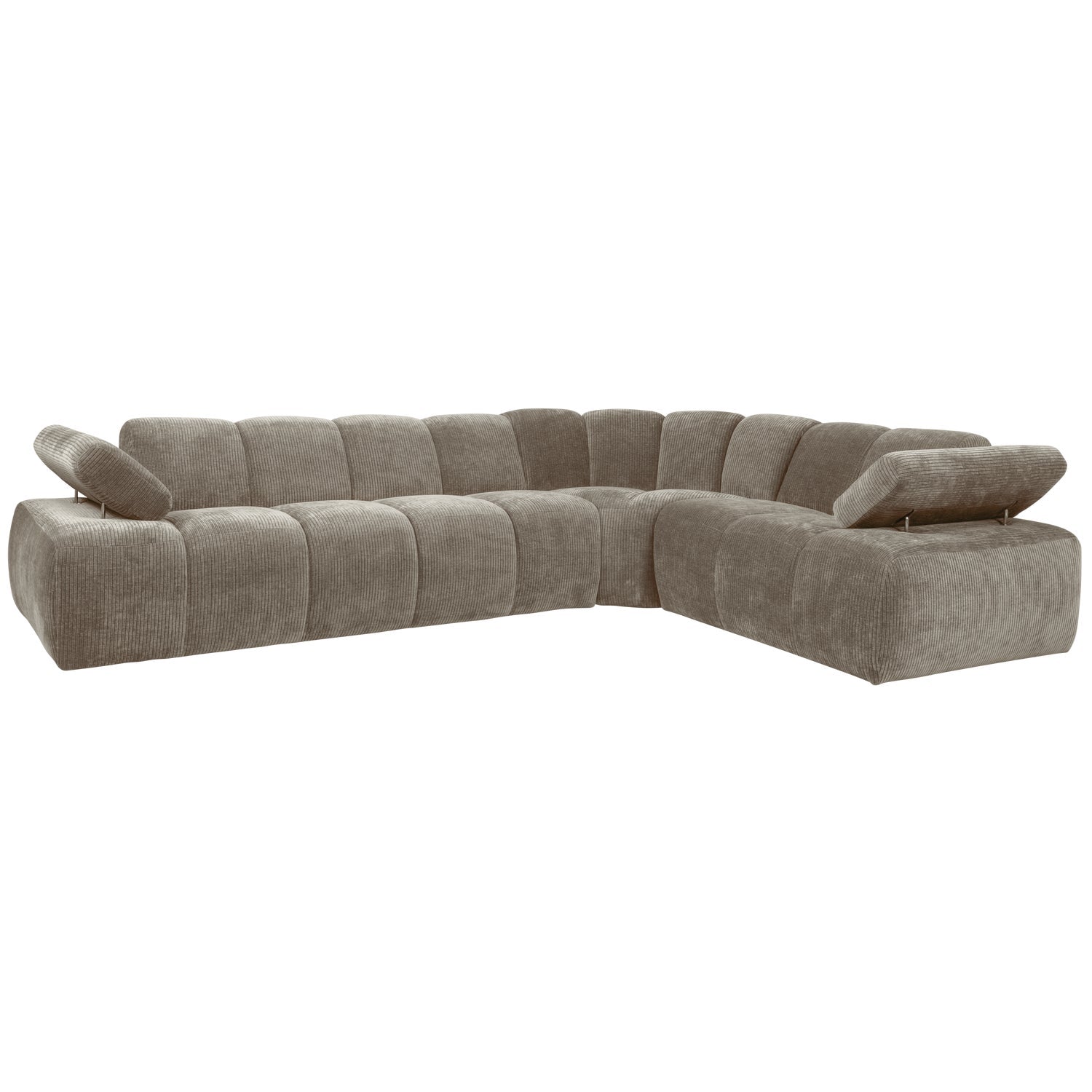 Right-facing modular corner sofa for 6 people MOJO in dark sandy corduroy
