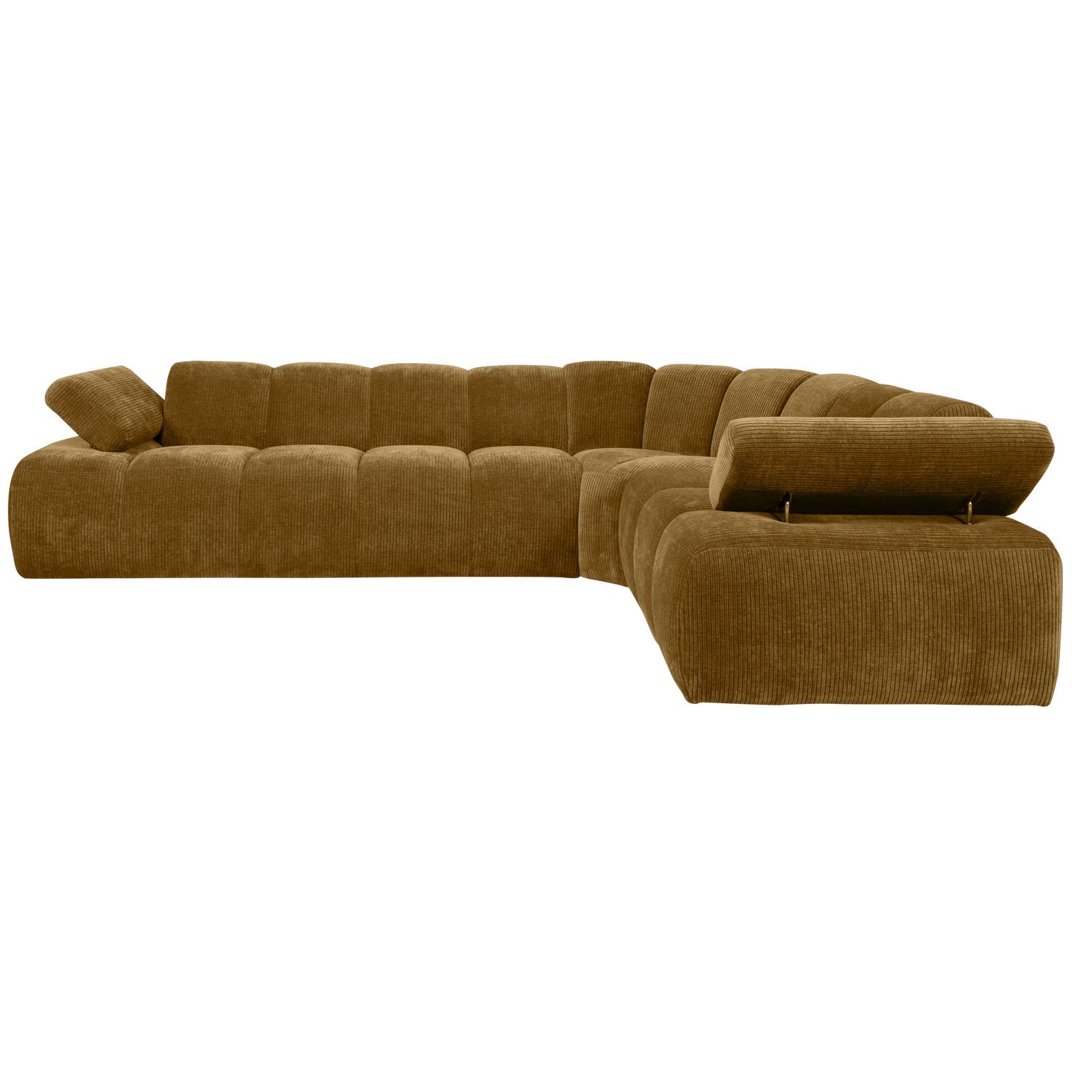 Right-facing modular corner sofa for 6 people MOJO in dark honey corduroy