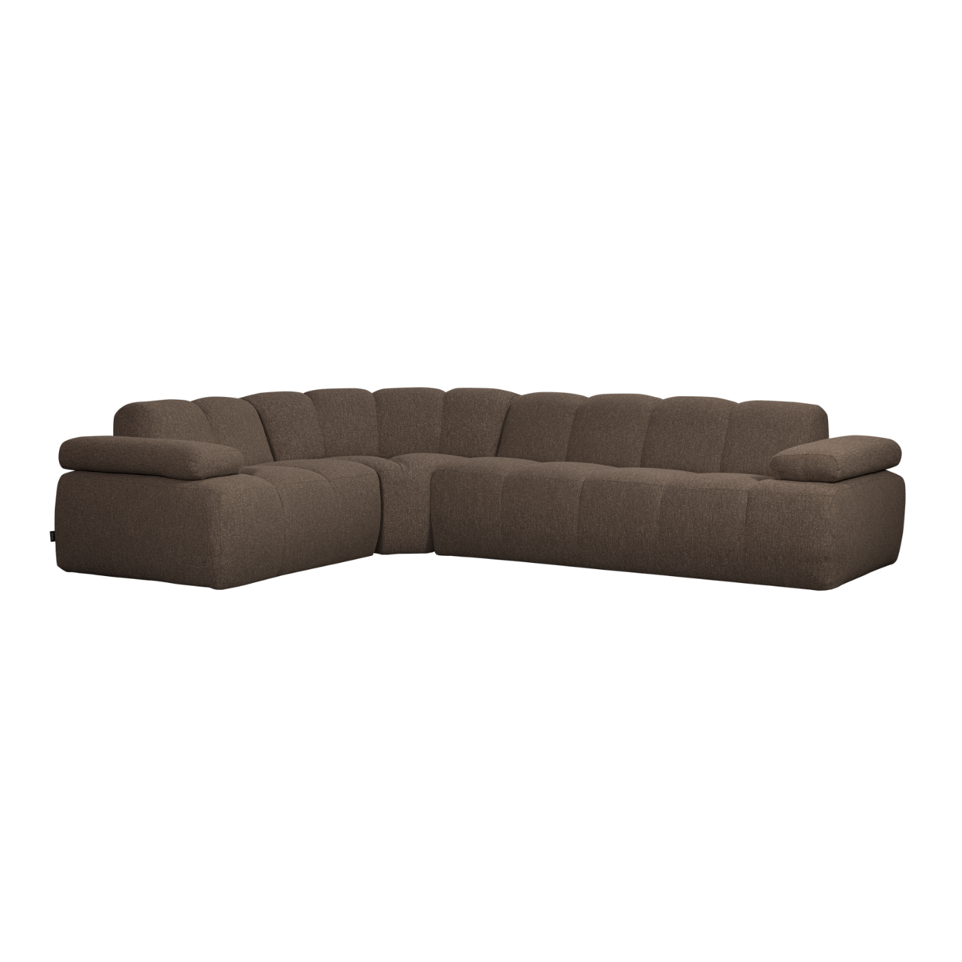Modularer Ecksofa linksseitig für 6 Personen MOJO braun meliert Boucle