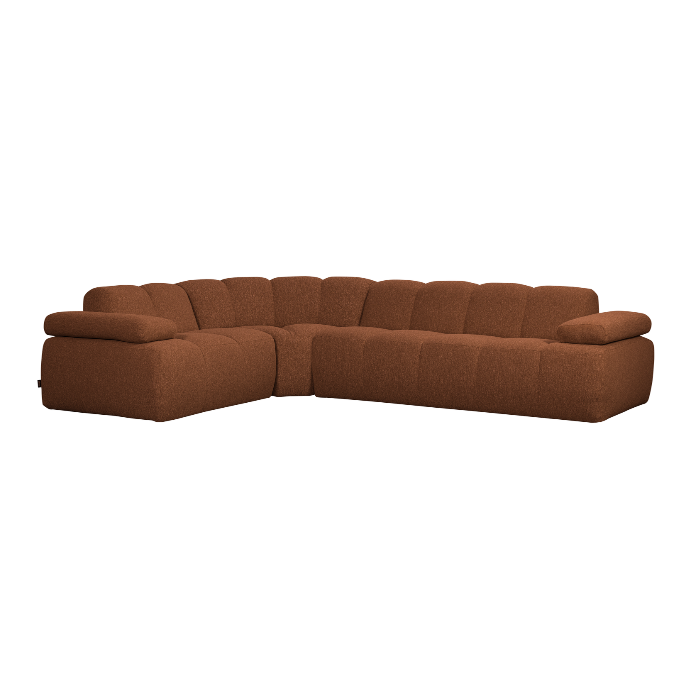 Modularer Ecksofa linksseitig für 6 Personen MOJO rostbraun meliert Boucle