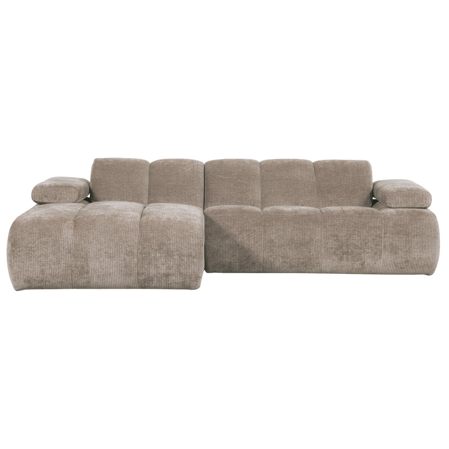 Left-facing modular corner sofa MOJO in dark sandy corduroy