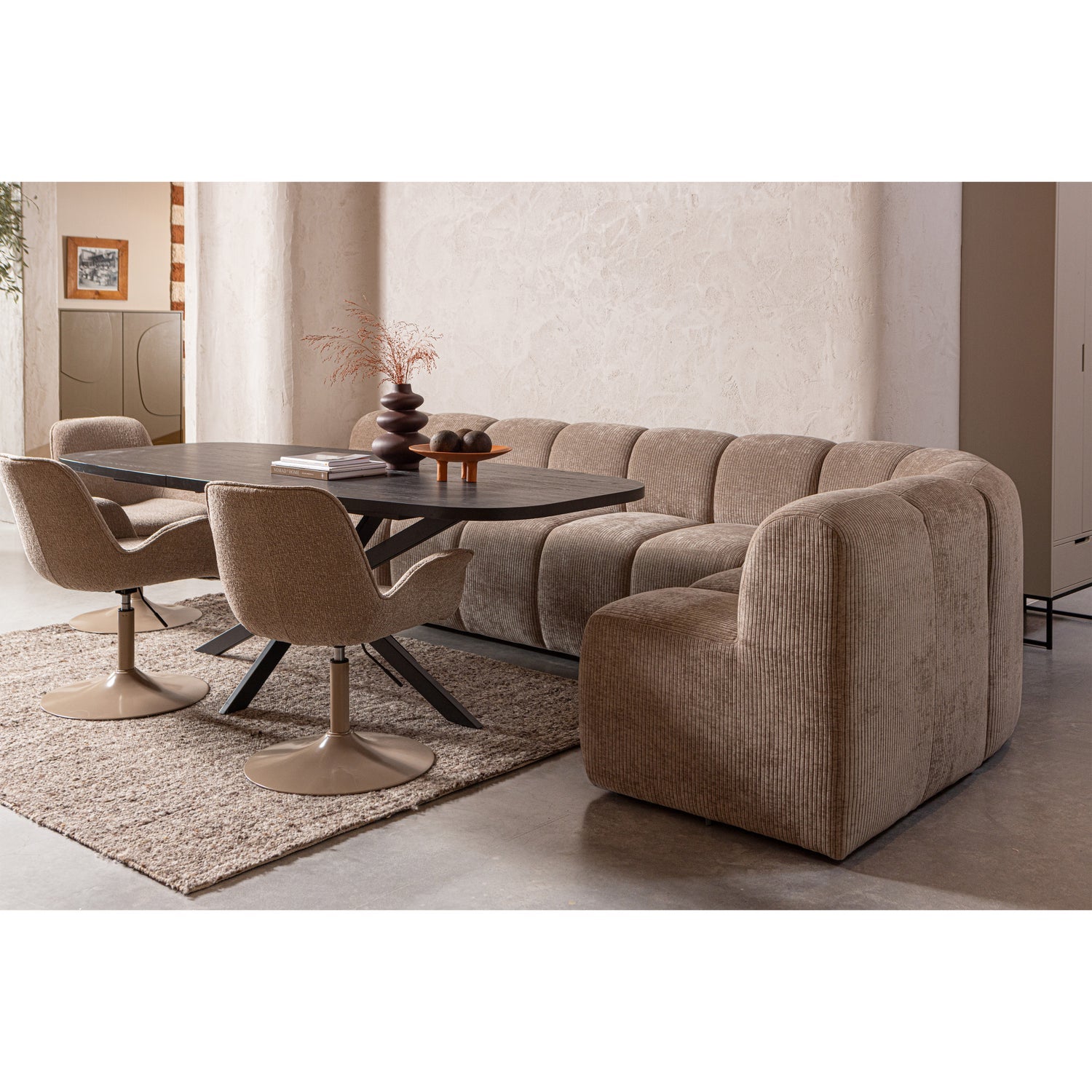Modulares Sofa MOJO BENCH - Eckelement rostbraun Schafswolle