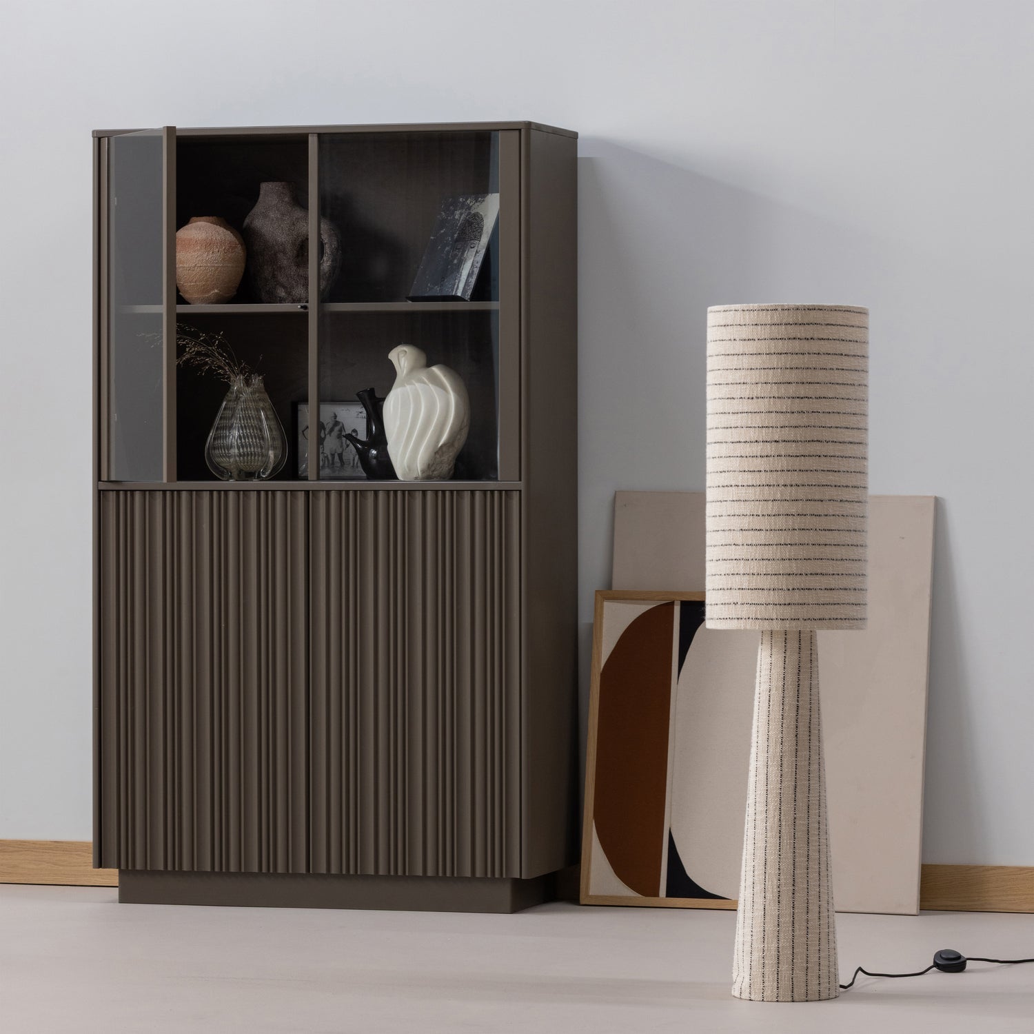 LOFT Cream Floor Lamp with Black Stripes