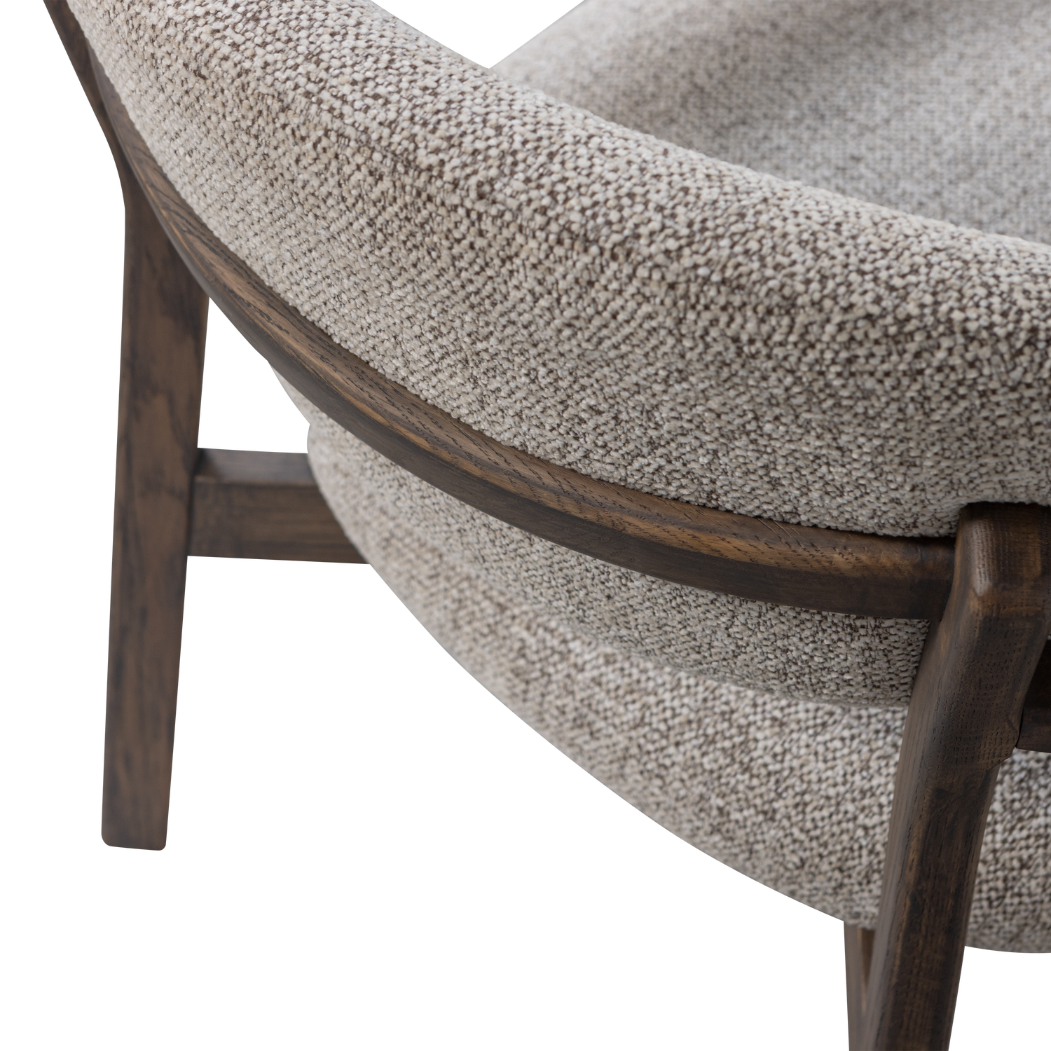 UDAR Armchair in Gray-Brown with Dark Brown Wooden Base