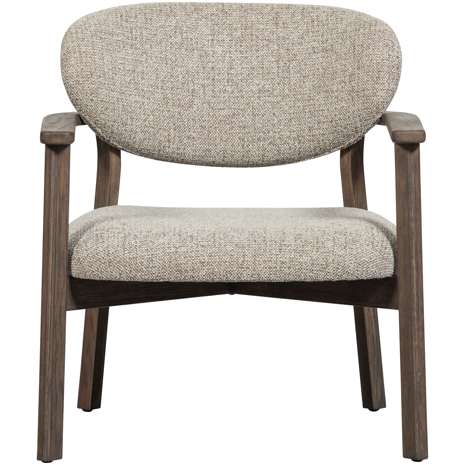 UDAR Armchair in Gray-Brown with Dark Brown Wooden Base