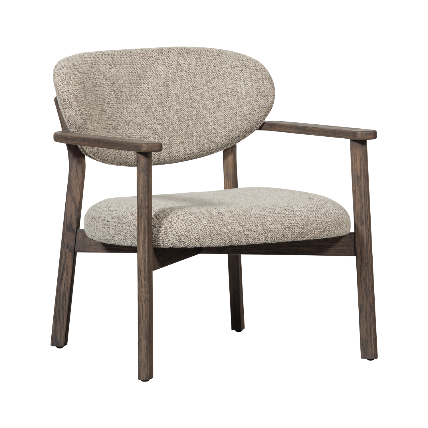 UDAR Armchair in Gray-Brown with Dark Brown Wooden Base