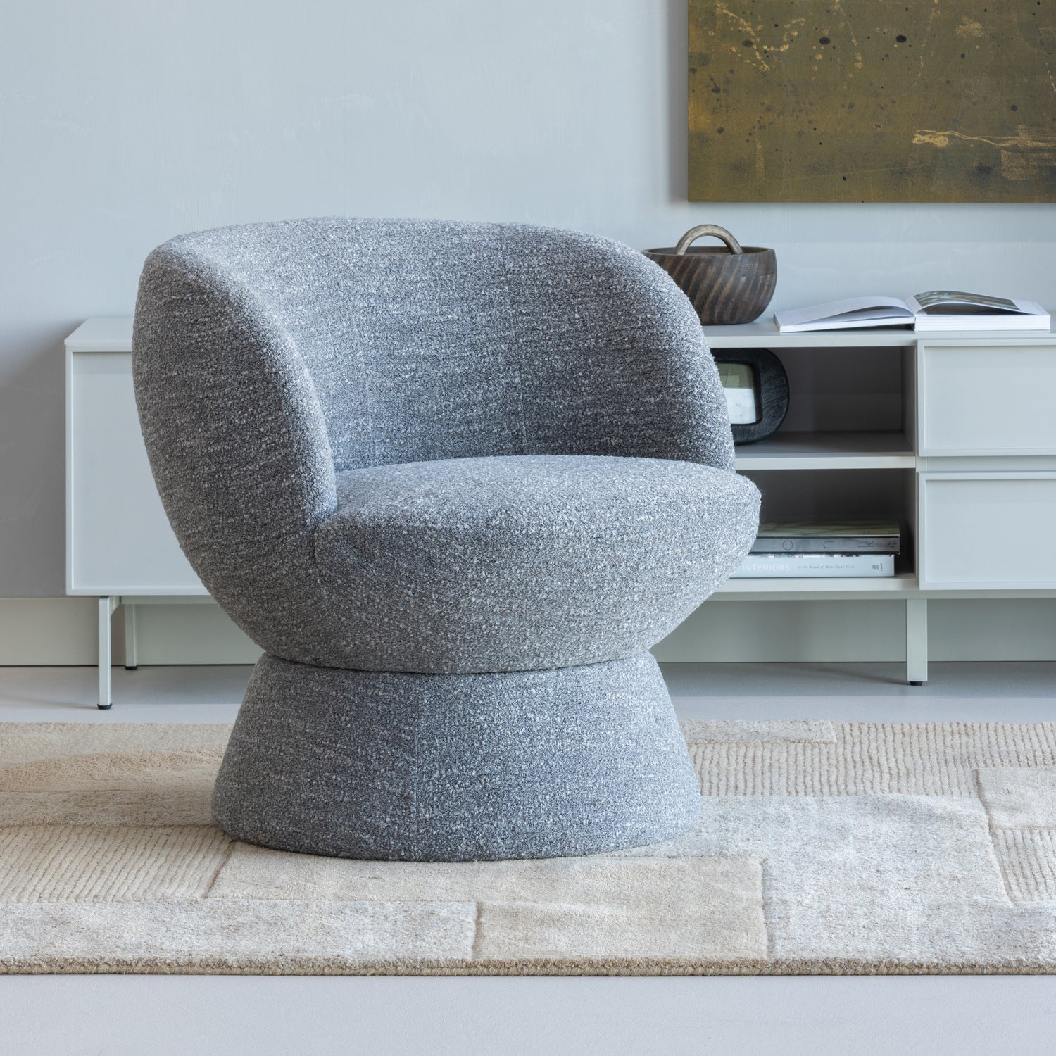 SHUFFLE Gray Mélange Swivel Armchair