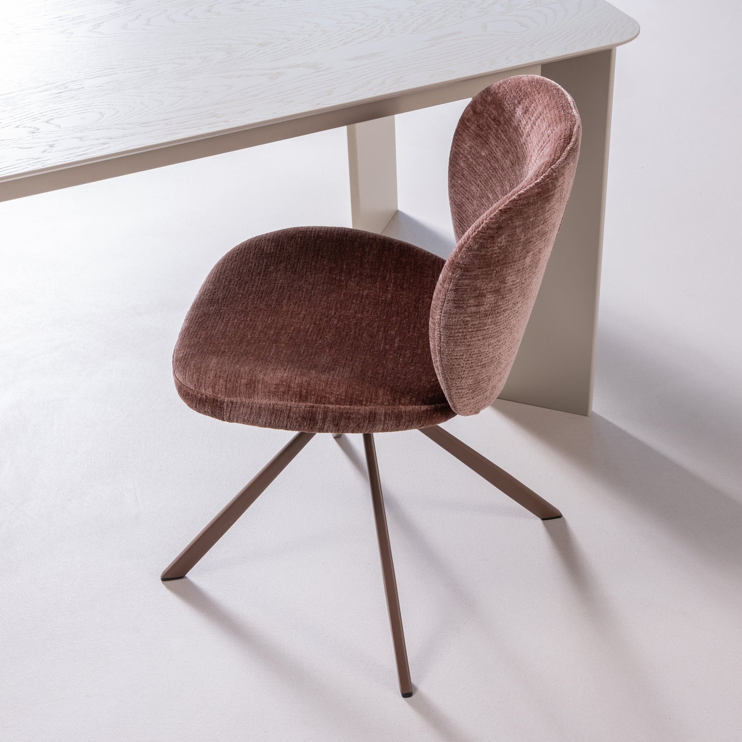 FEMKE Brown Chenille Swivel Chair