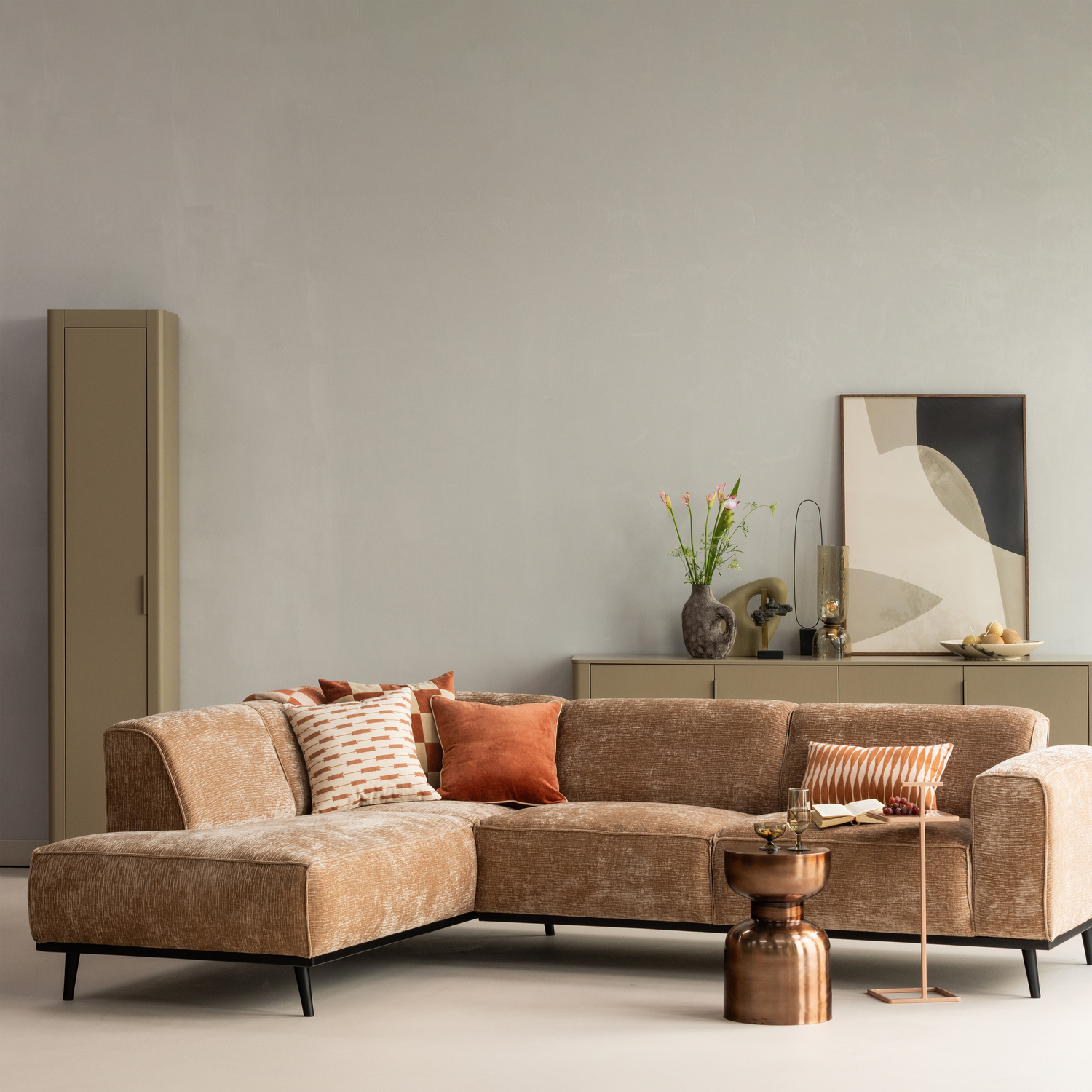 3-Seater Sofa STATEMENT Peach Chenille