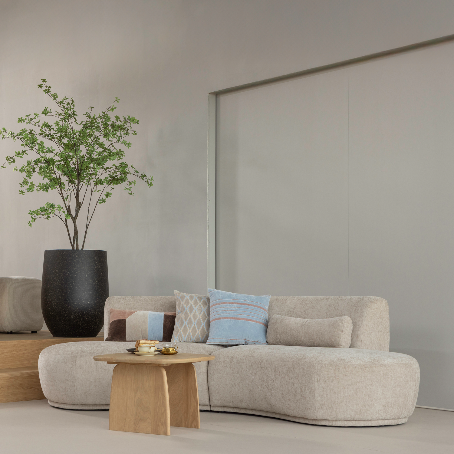 BATAVIER Sand Half-Round Sofa for 4 People