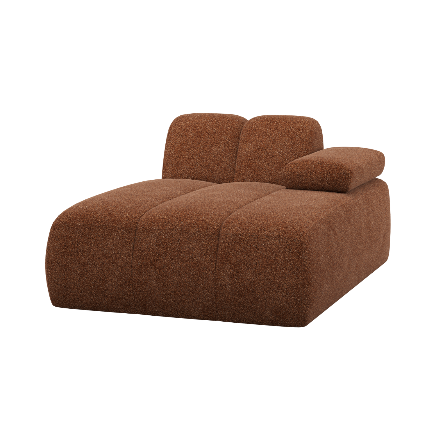 Modulares Sofa MOJO - rechter Chaiselongue in rostbraunem Schafsfell