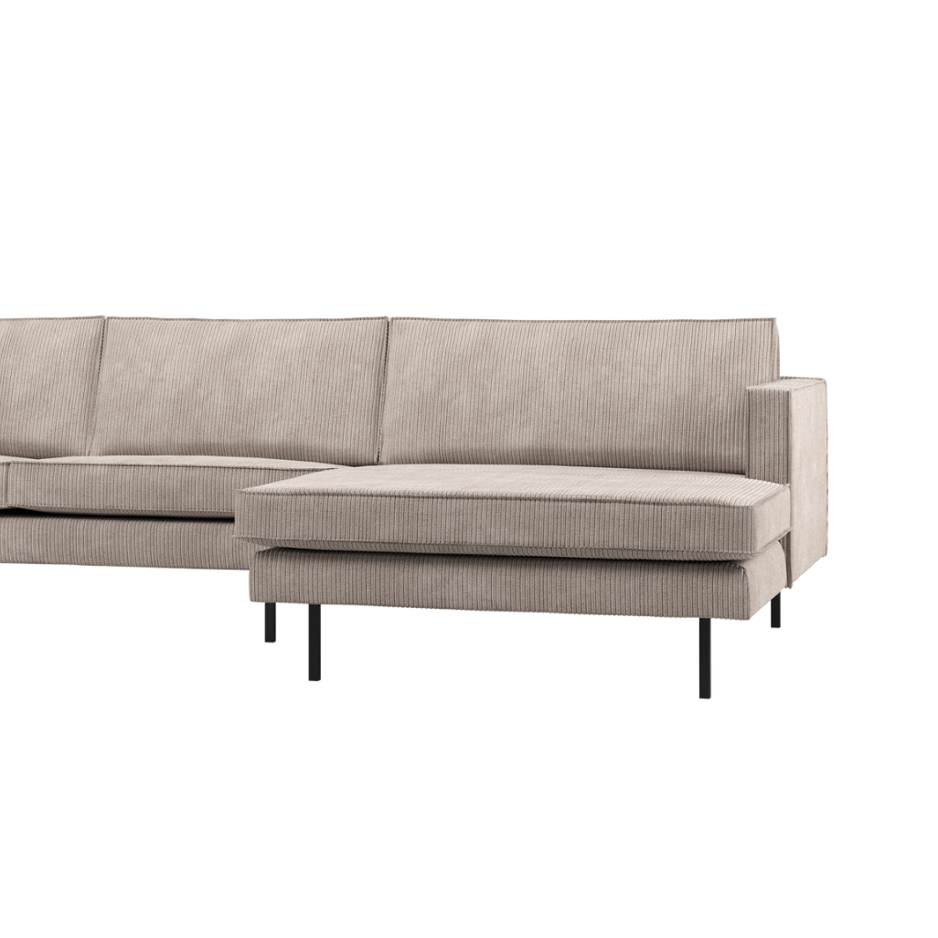 Rechtsseitige Eckcouch RODEO sandfarbener Cord