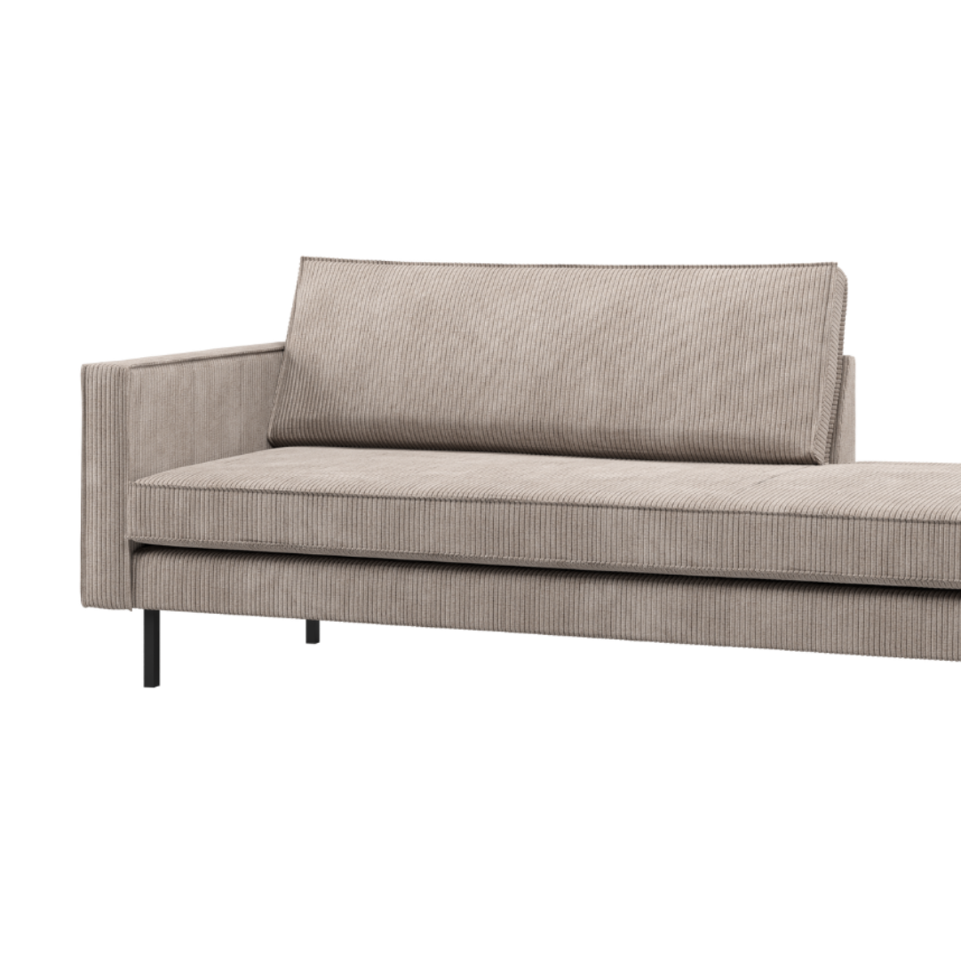 Left-facing RODEO chaise longue in sandy corduroy